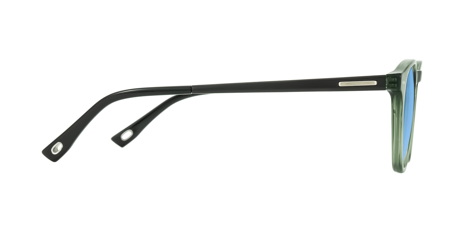 Side of Orkid in Green/Black with Medium Blue Tinted Lenses