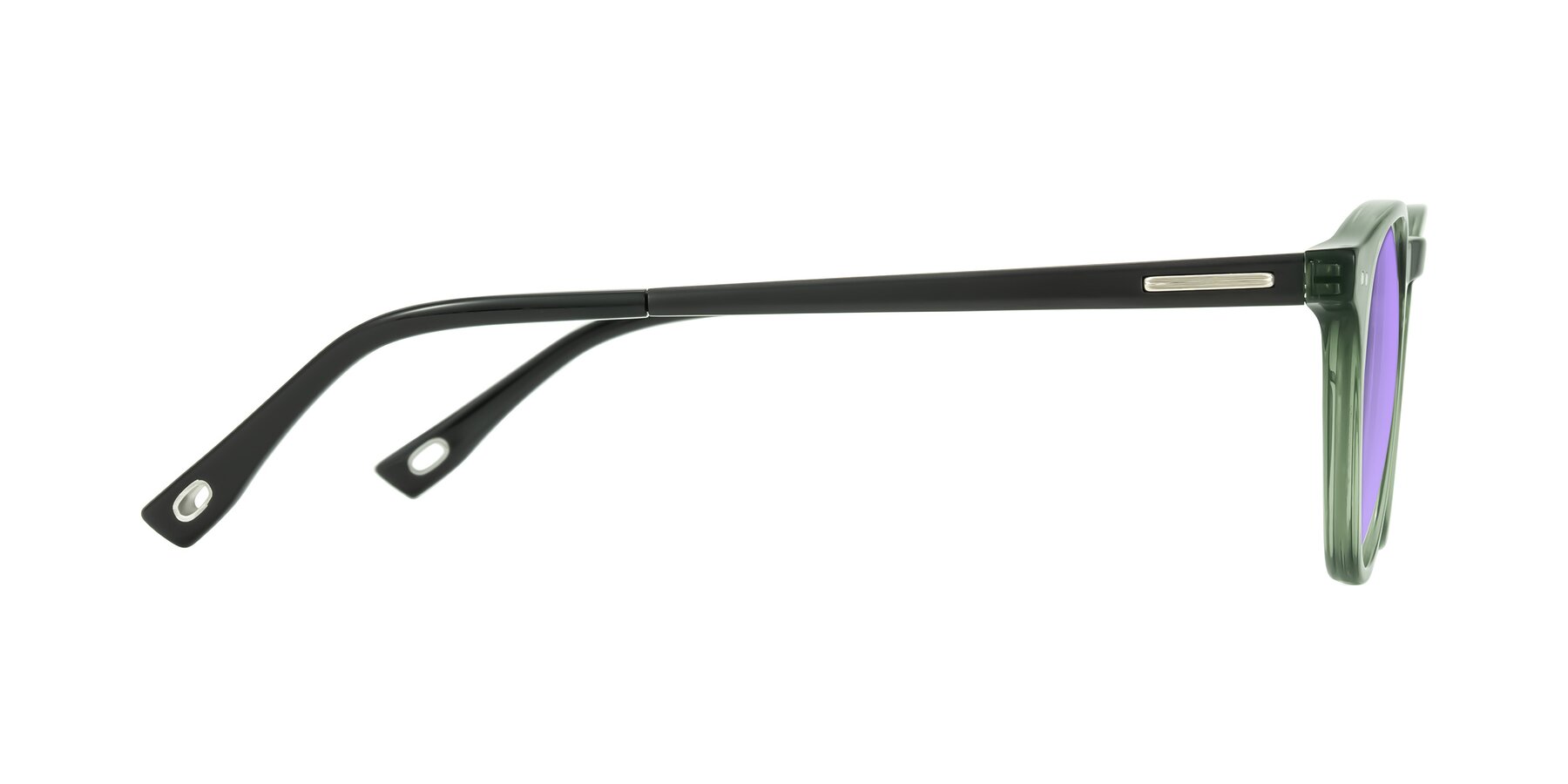 Side of Orkid in Green/Black with Medium Purple Tinted Lenses