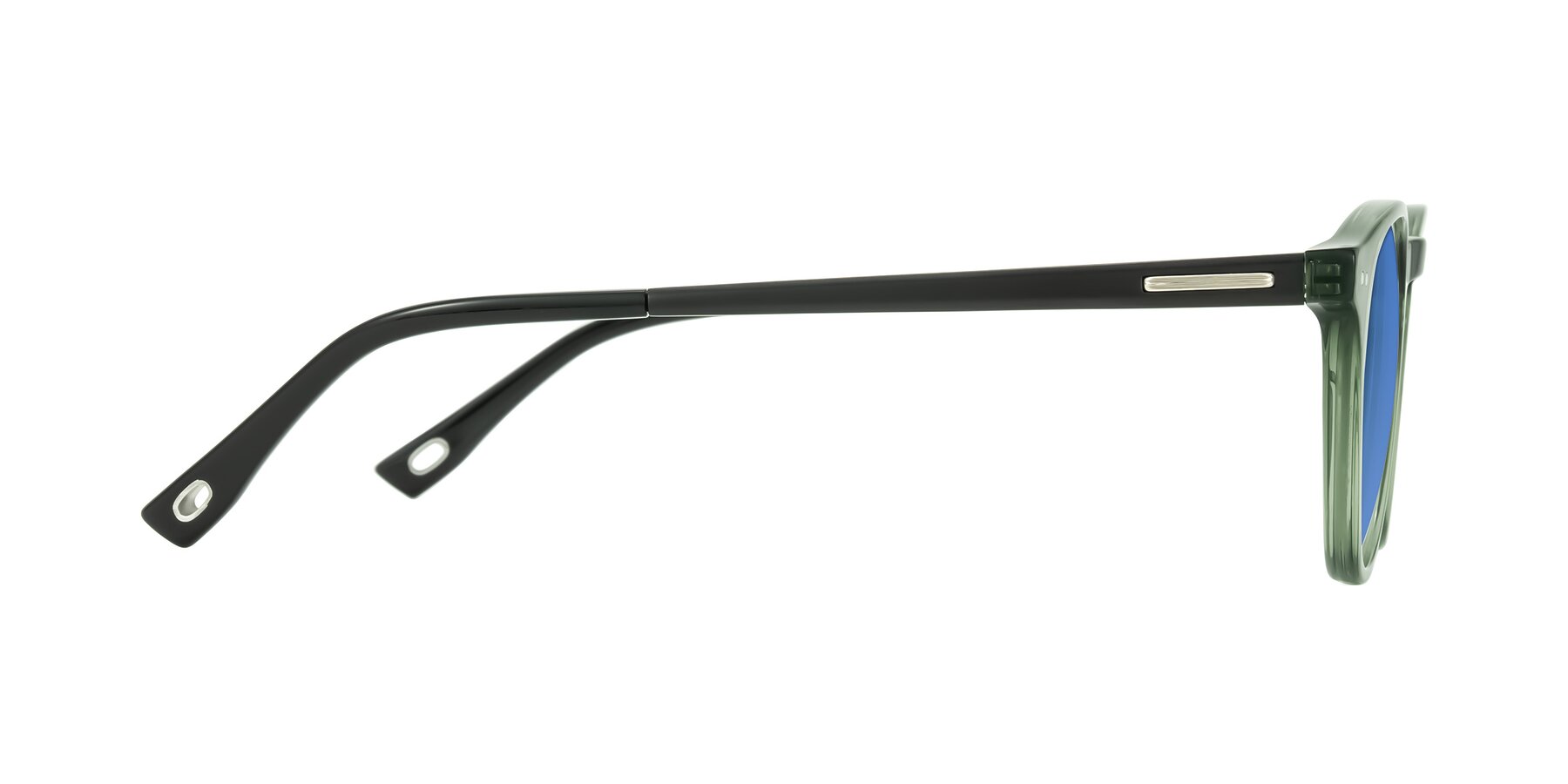 Side of Orkid in Green/Black with Blue Tinted Lenses