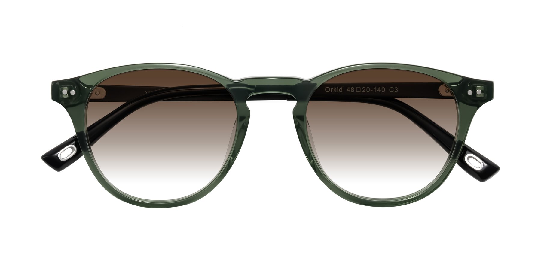 Folded Front of Orkid in Green/Black with Brown Gradient Lenses