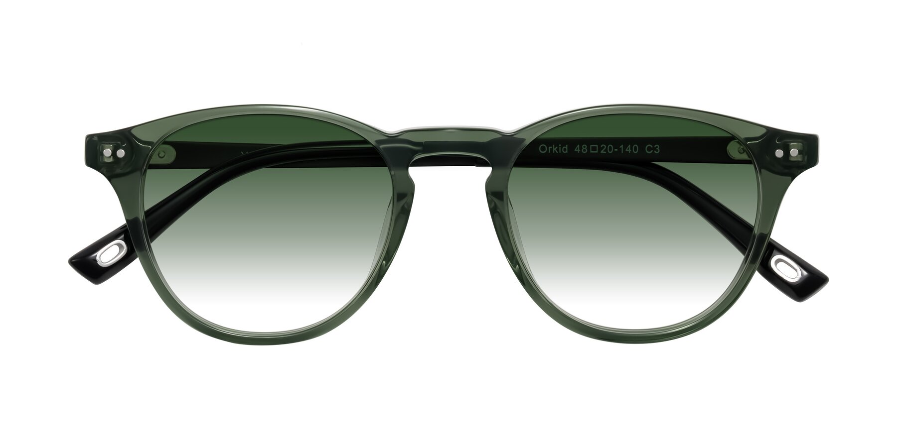 Folded Front of Orkid in Green/Black with Green Gradient Lenses