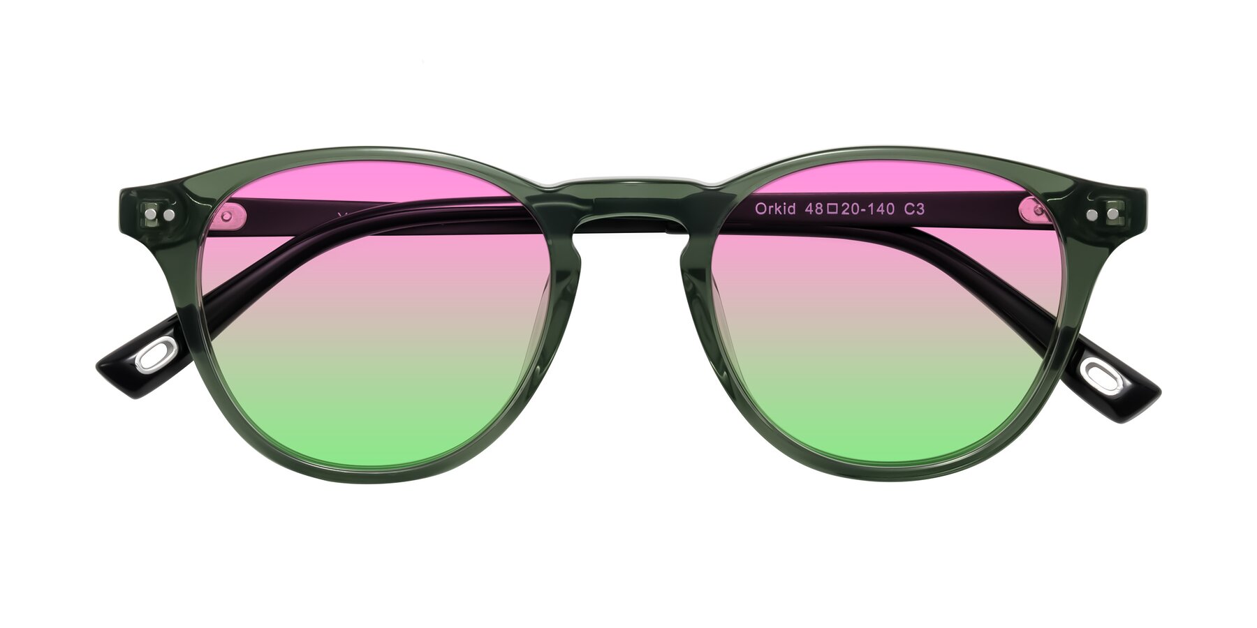 Folded Front of Orkid in Green/Black with Pink / Green Gradient Lenses