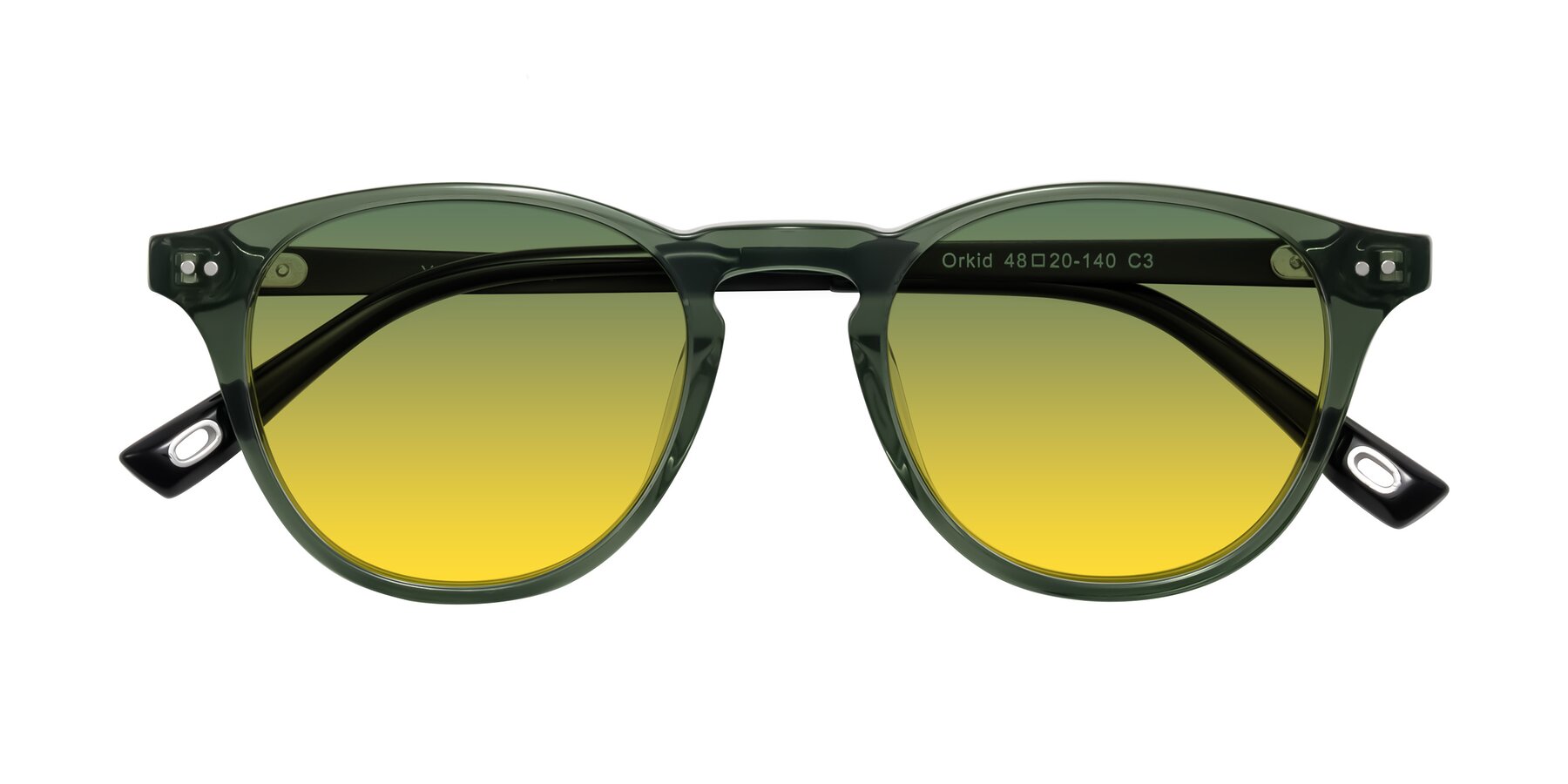 Folded Front of Orkid in Green/Black with Green / Yellow Gradient Lenses