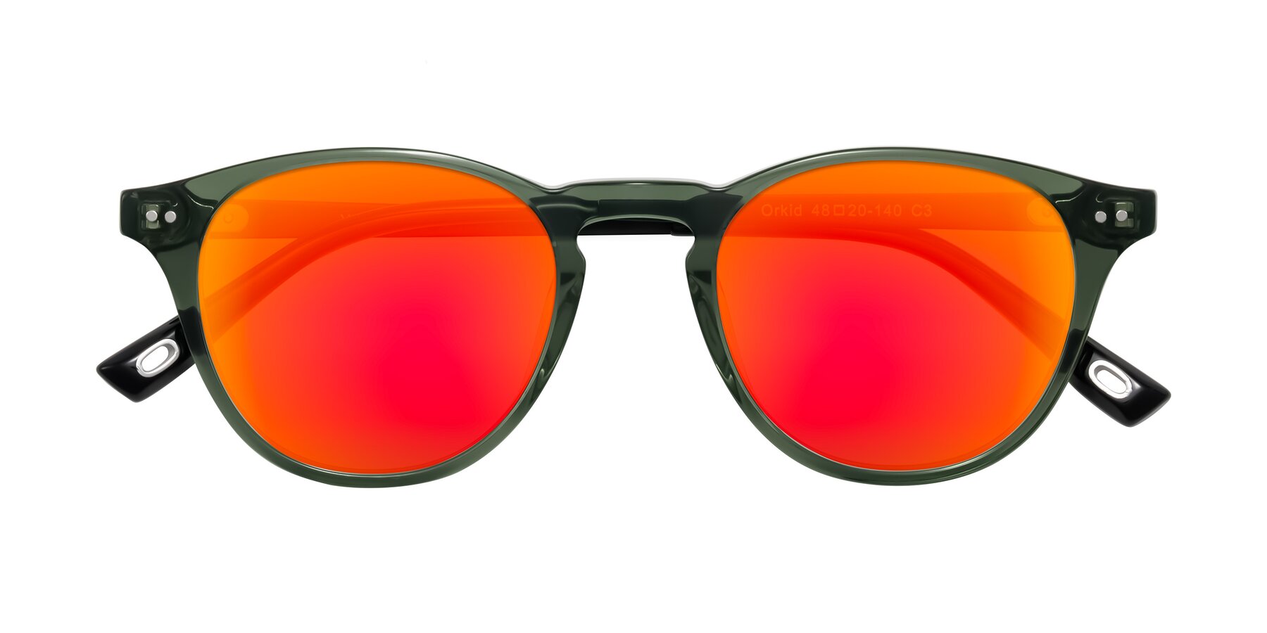 Folded Front of Orkid in Green/Black with Red Gold Mirrored Lenses