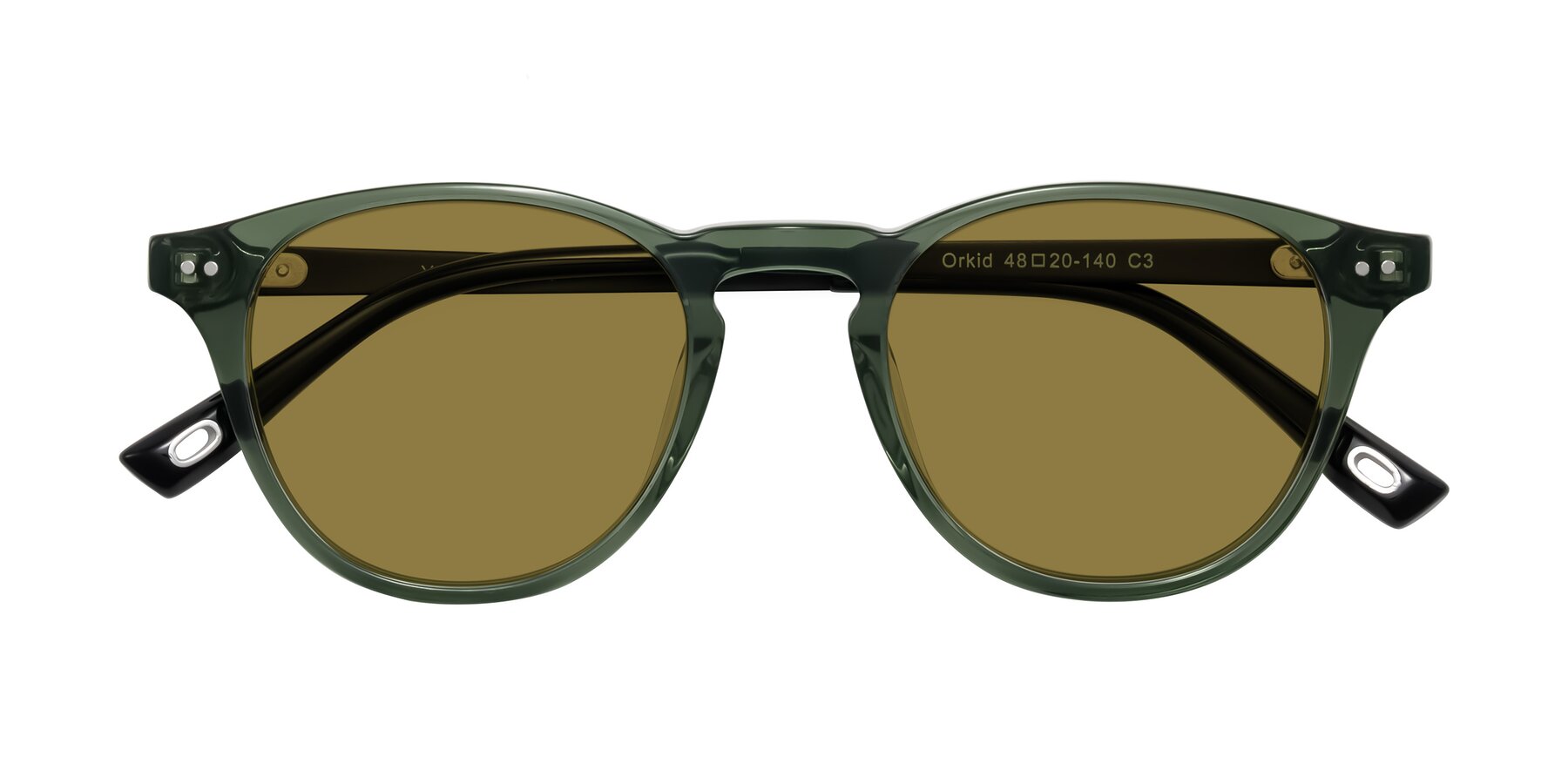 Folded Front of Orkid in Green/Black with Brown Polarized Lenses