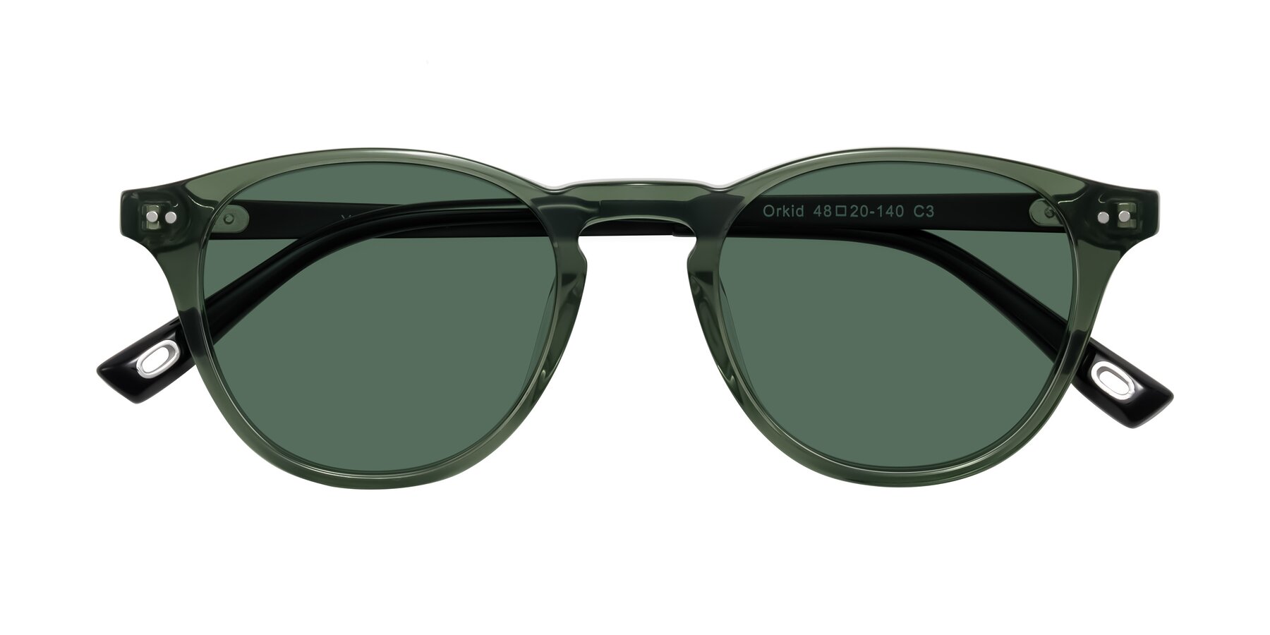 Folded Front of Orkid in Green/Black with Green Polarized Lenses