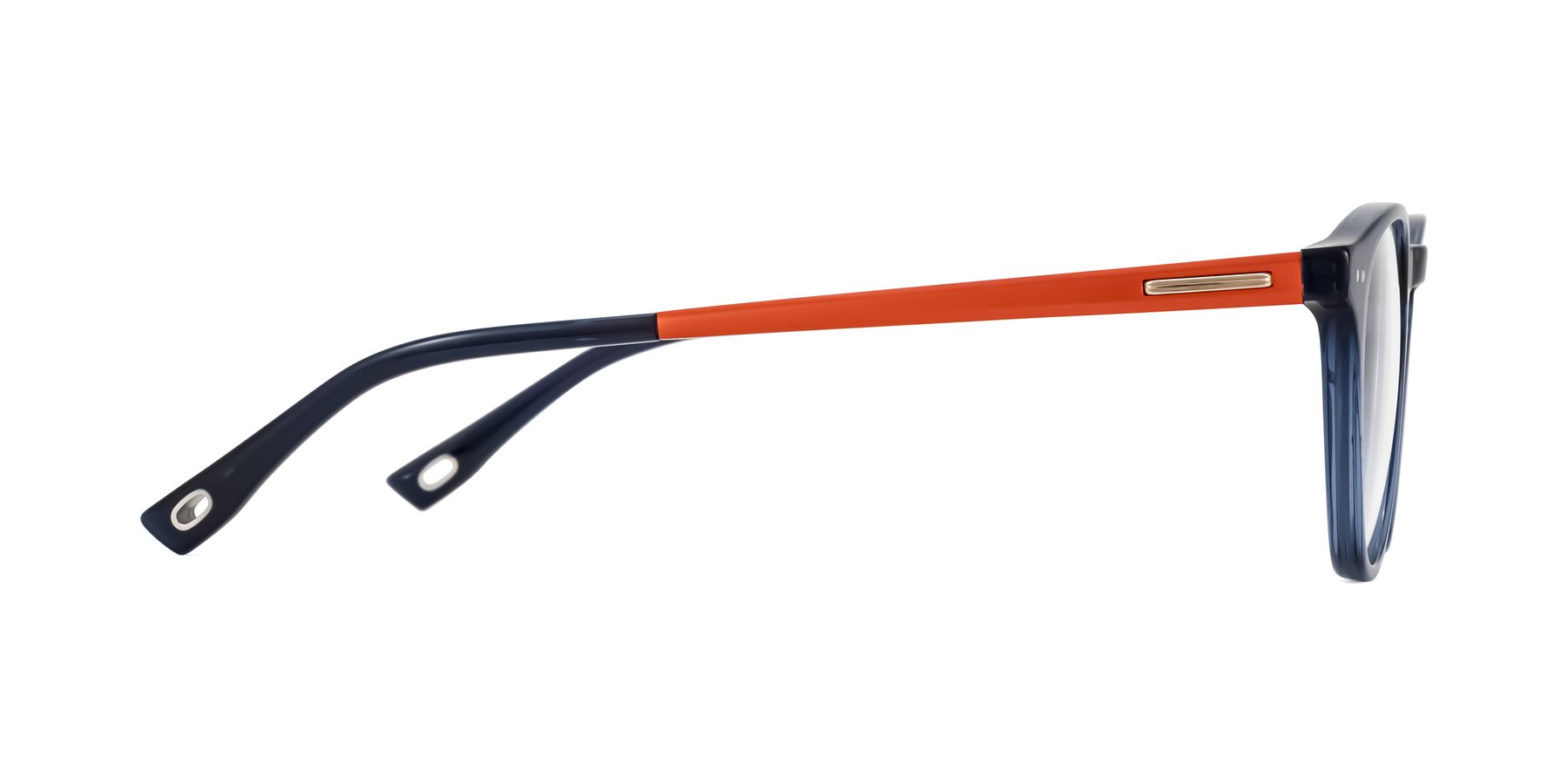 Side of Orkid in Blue/Orangle with Clear Blue Light Blocking Lenses