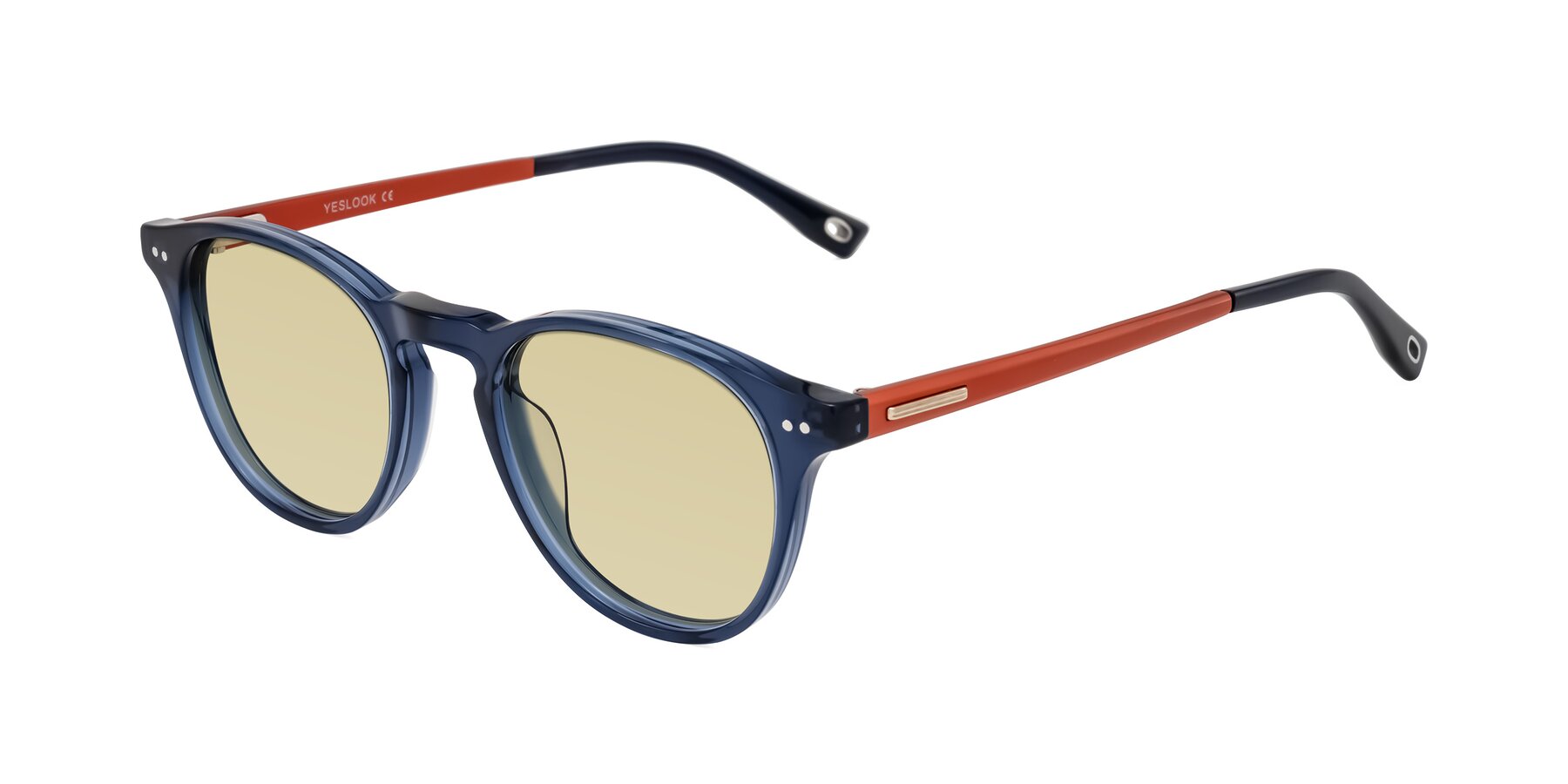 Angle of Orkid in Blue/Orangle with Light Champagne Tinted Lenses