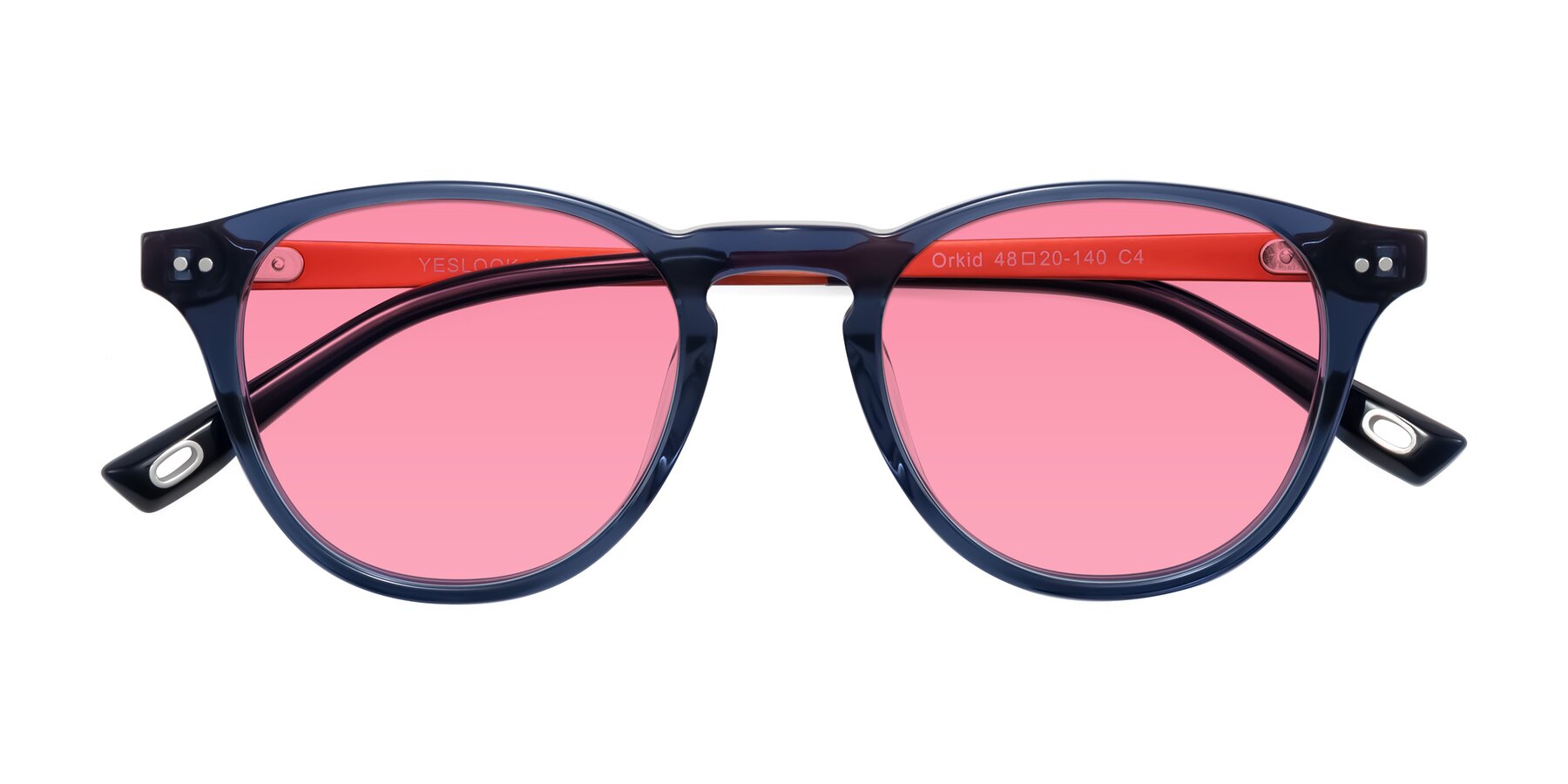 Folded Front of Orkid in Blue/Orangle with Pink Tinted Lenses
