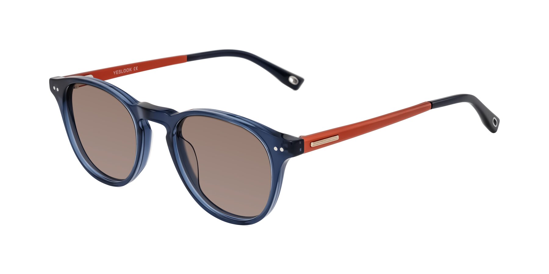 Angle of Orkid in Blue/Orangle with Medium Brown Tinted Lenses