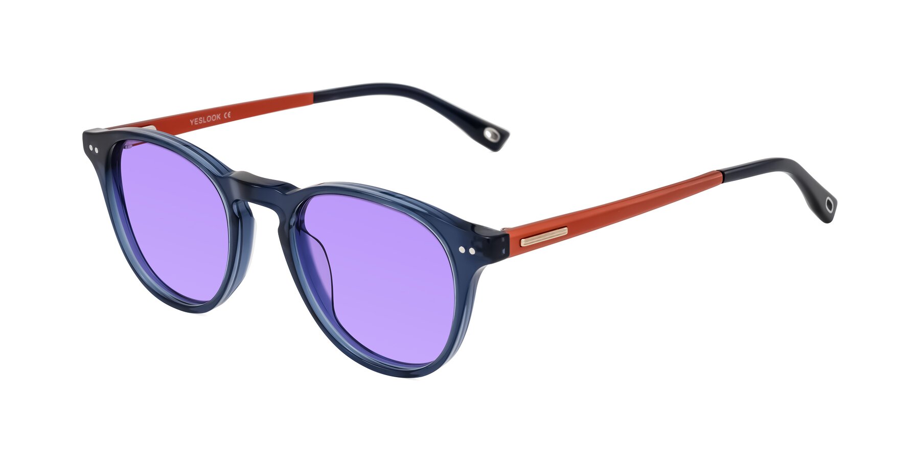 Angle of Orkid in Blue/Orangle with Medium Purple Tinted Lenses