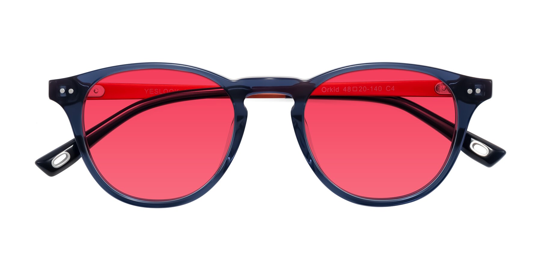 Folded Front of Orkid in Blue/Orangle with Red Tinted Lenses