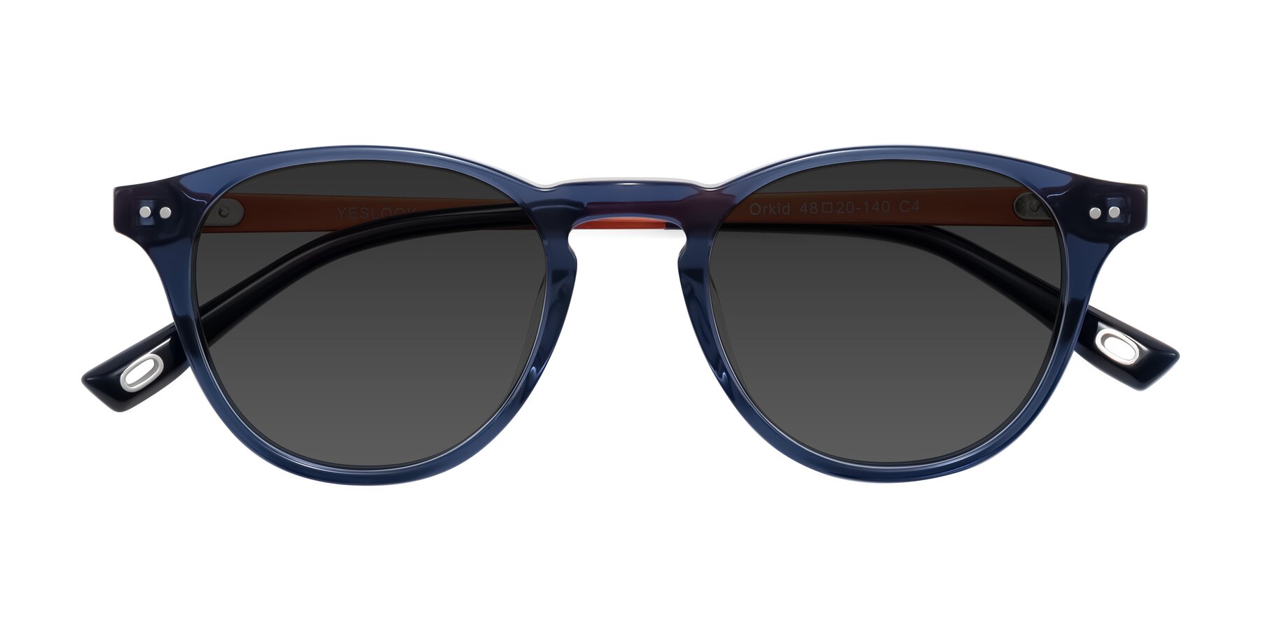 Folded Front of Orkid in Blue/Orangle with Gray Tinted Lenses