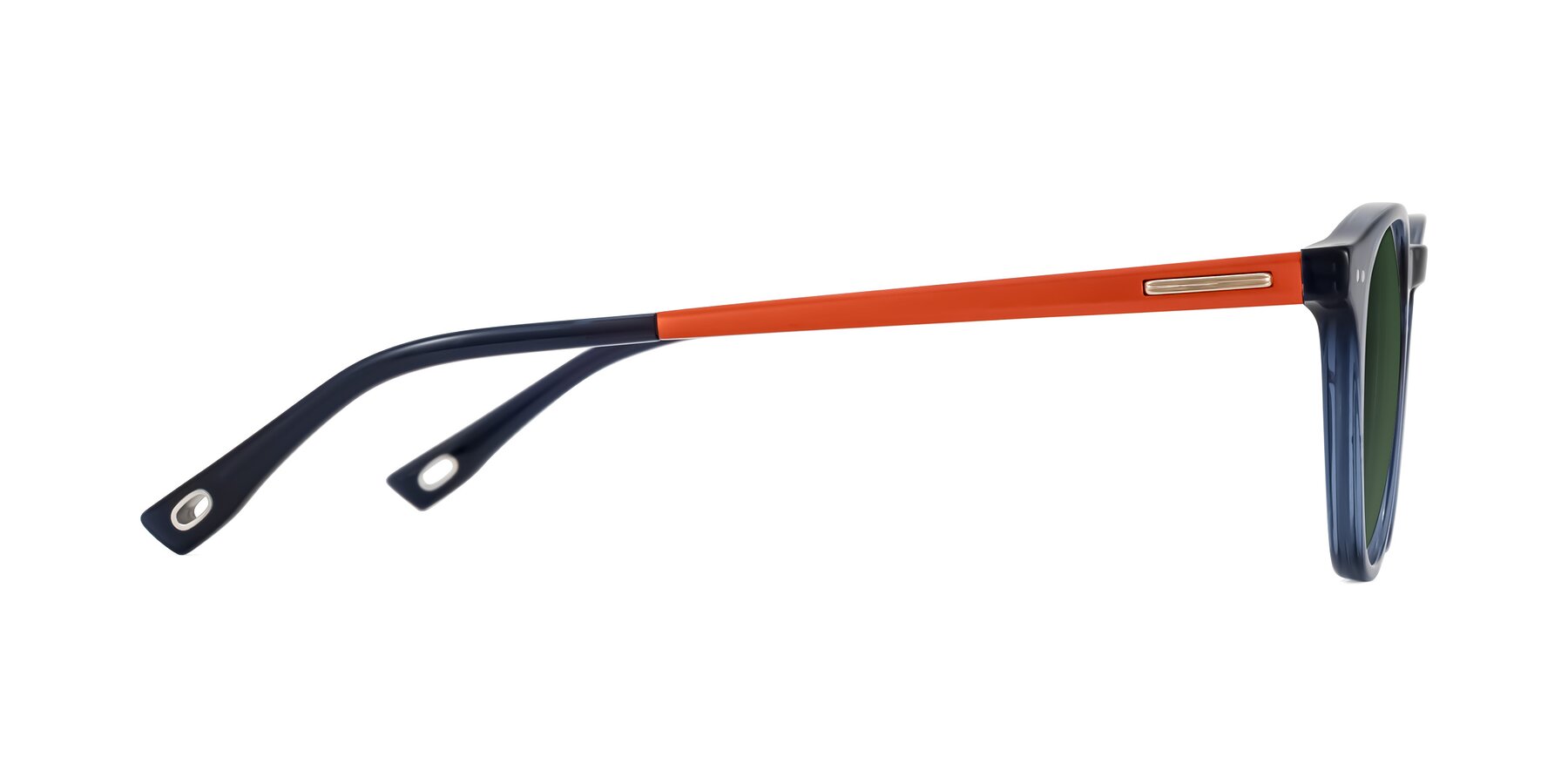 Side of Orkid in Blue/Orangle with Green Tinted Lenses