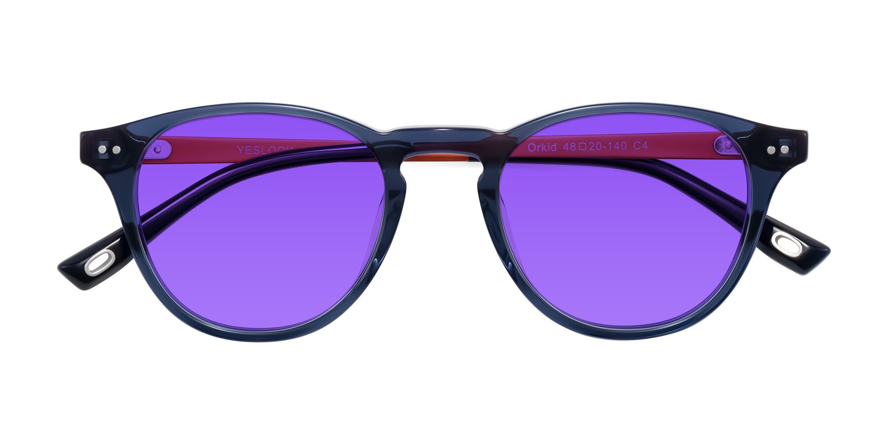 Folded Front of Orkid in Blue/Orangle with Purple Tinted Lenses