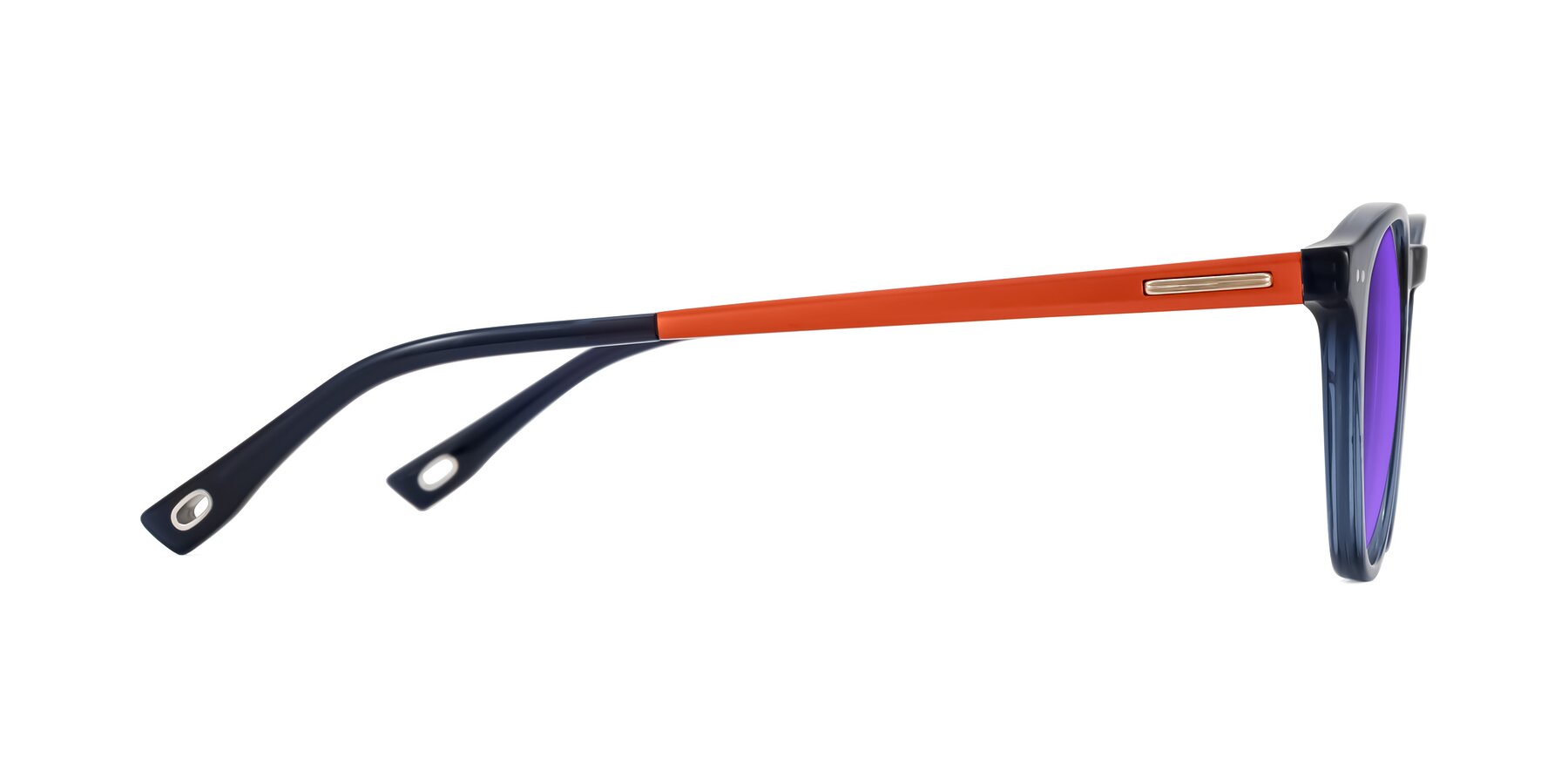 Side of Orkid in Blue/Orangle with Purple Tinted Lenses