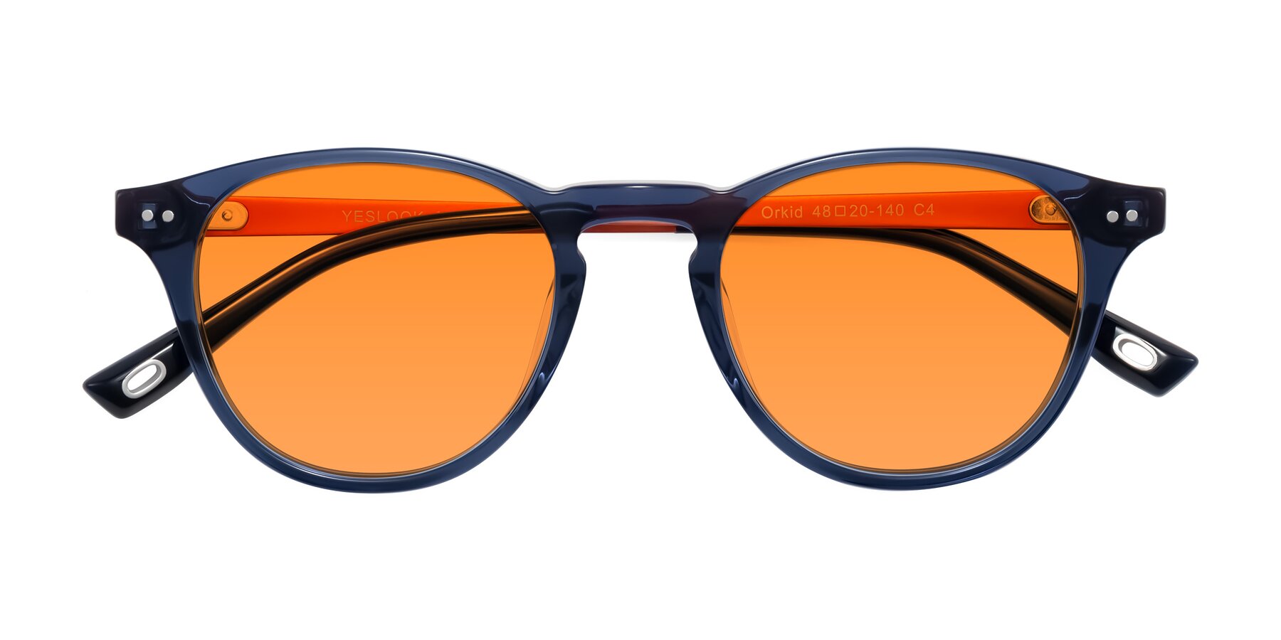 Folded Front of Orkid in Blue/Orangle with Orange Tinted Lenses