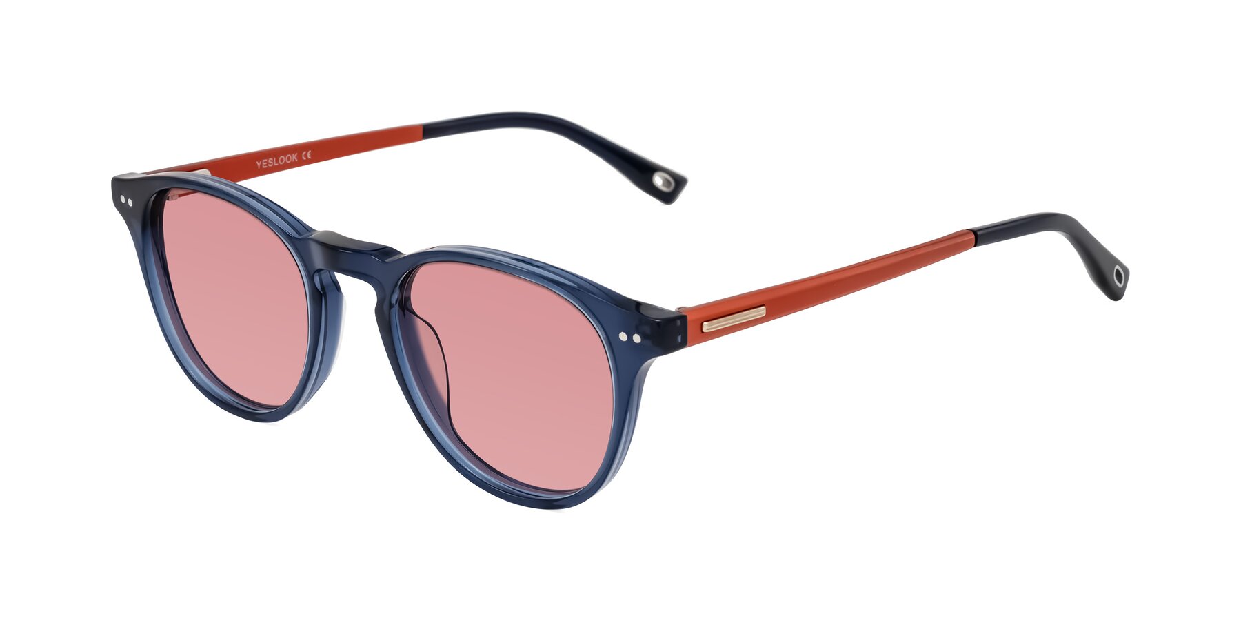 Angle of Orkid in Blue/Orangle with Medium Garnet Tinted Lenses