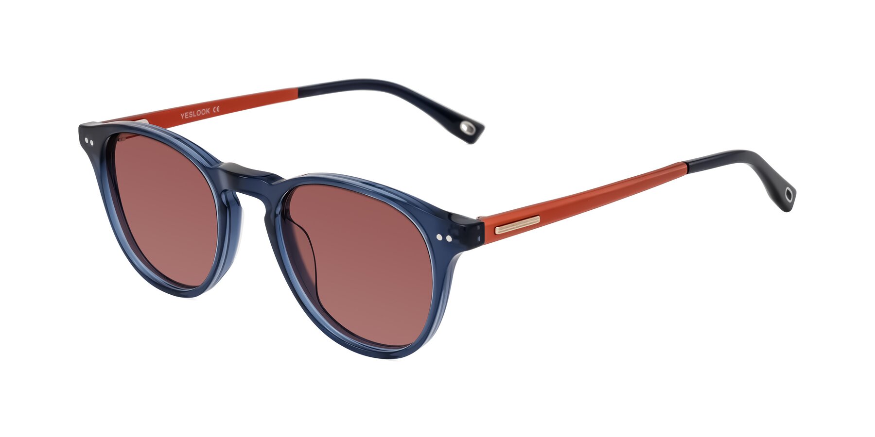 Angle of Orkid in Blue/Orangle with Garnet Tinted Lenses