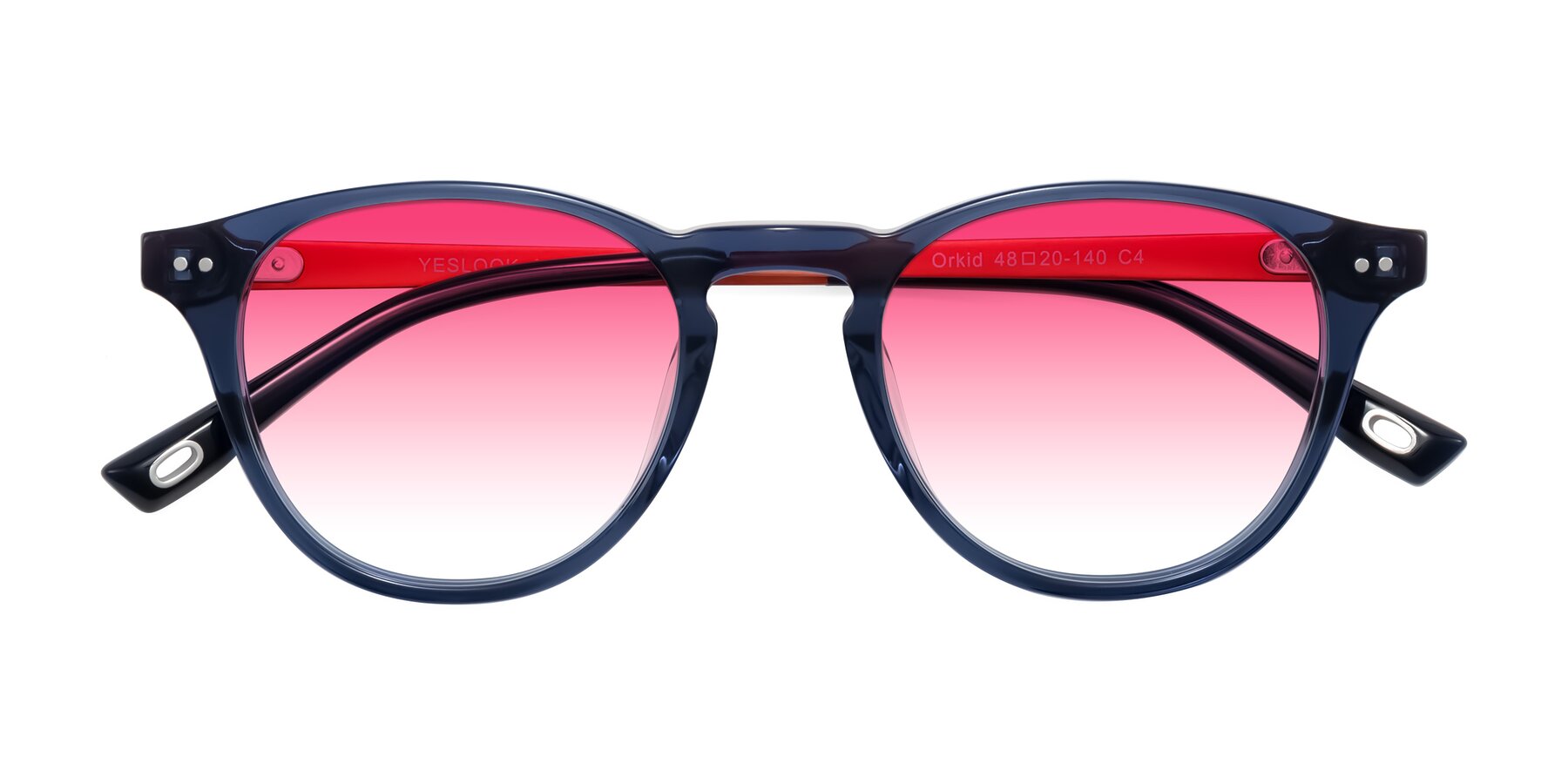 Folded Front of Orkid in Blue/Orangle with Pink Gradient Lenses