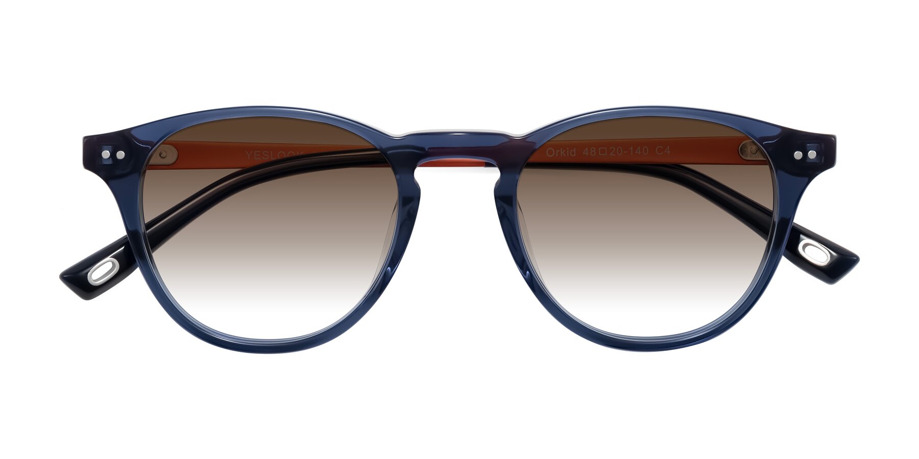Folded Front of Orkid in Blue/Orangle with Brown Gradient Lenses