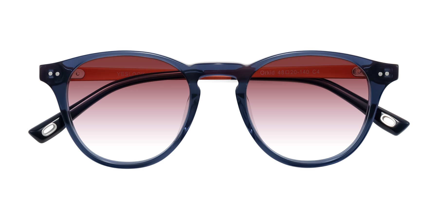 Folded Front of Orkid in Blue/Orangle with Garnet Gradient Lenses