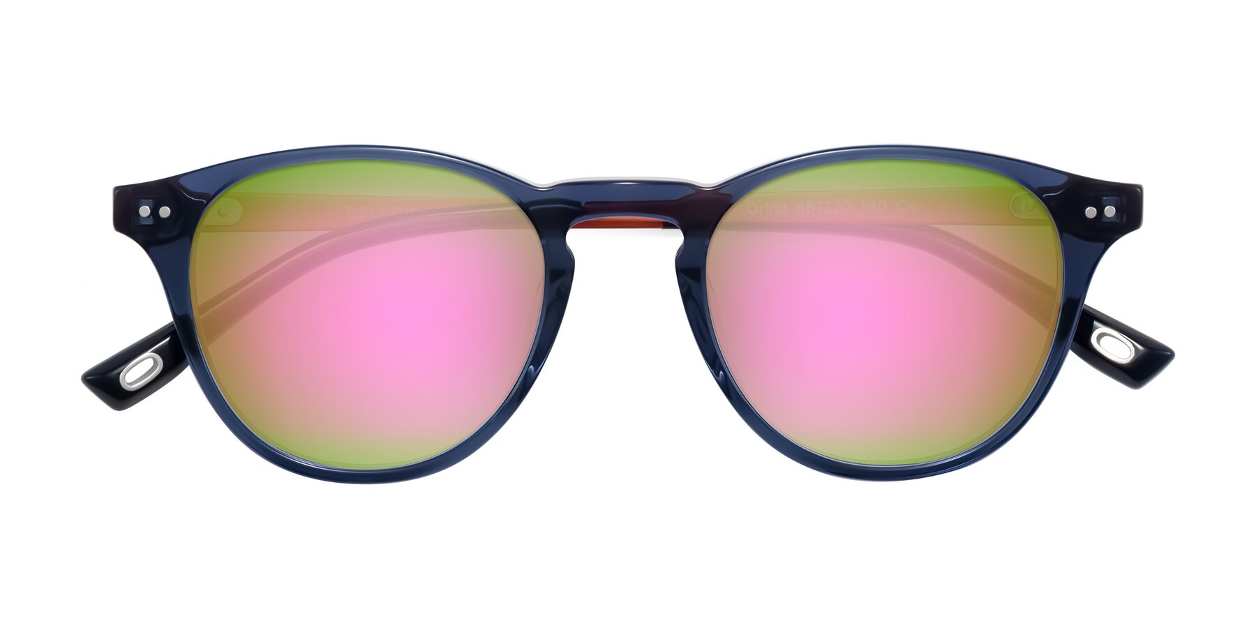 Folded Front of Orkid in Blue/Orangle with Pink Mirrored Lenses