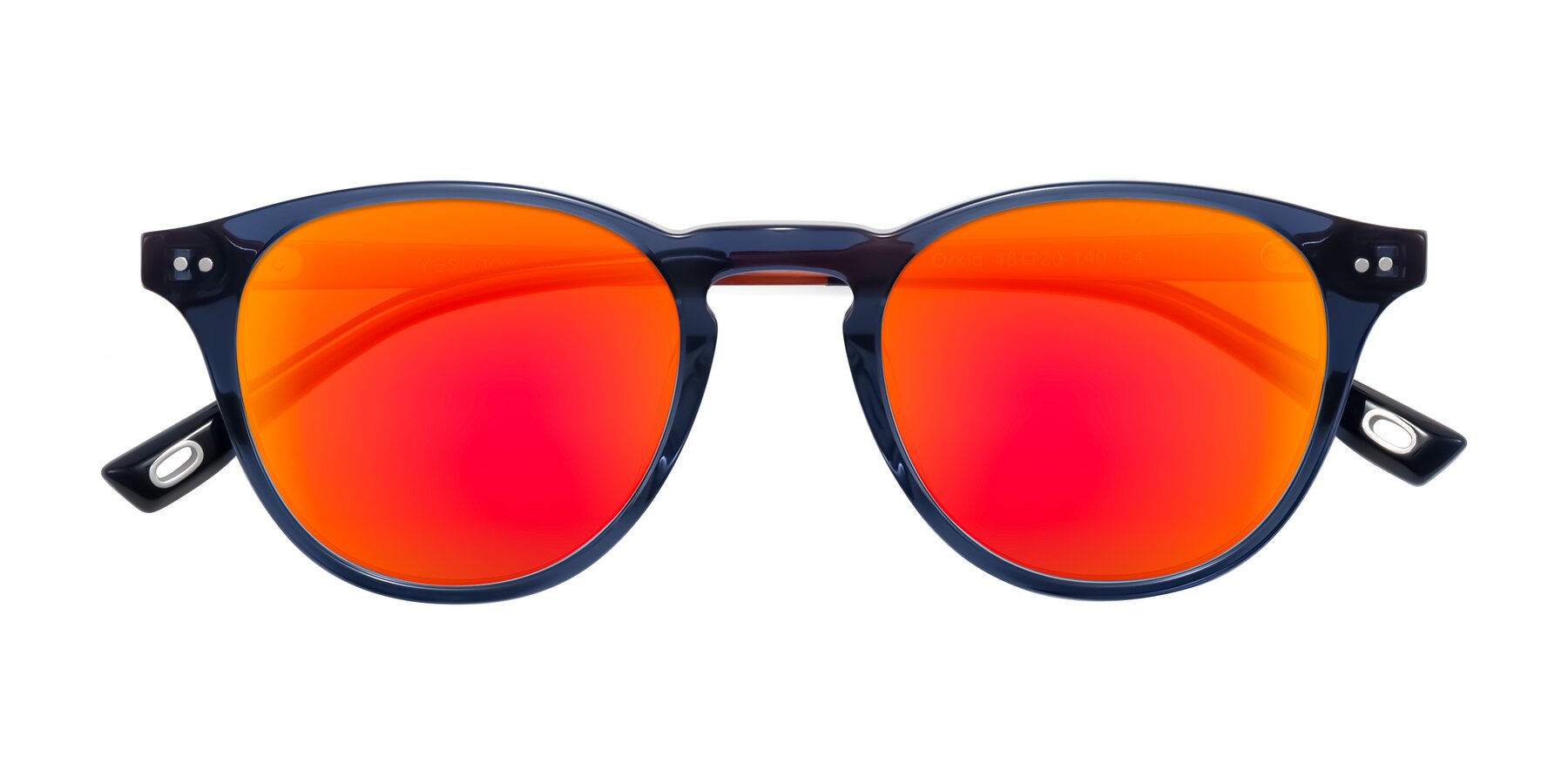 Folded Front of Orkid in Blue/Orangle with Red Gold Mirrored Lenses