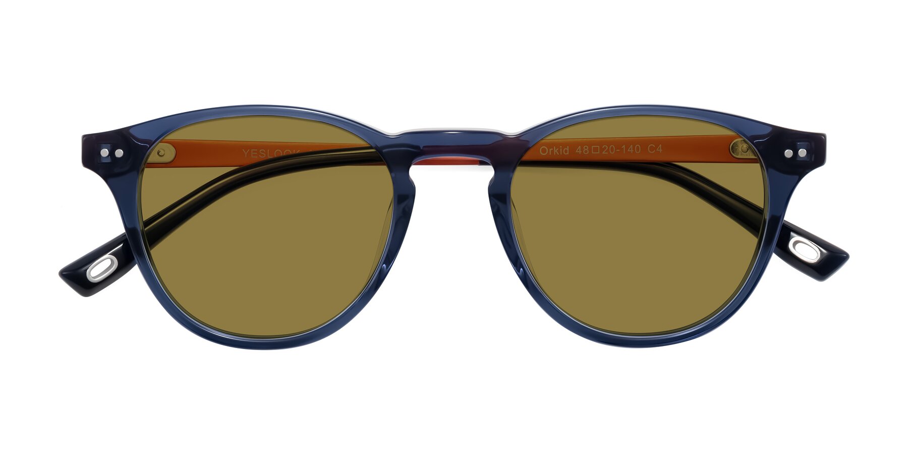 Folded Front of Orkid in Blue/Orangle with Brown Polarized Lenses