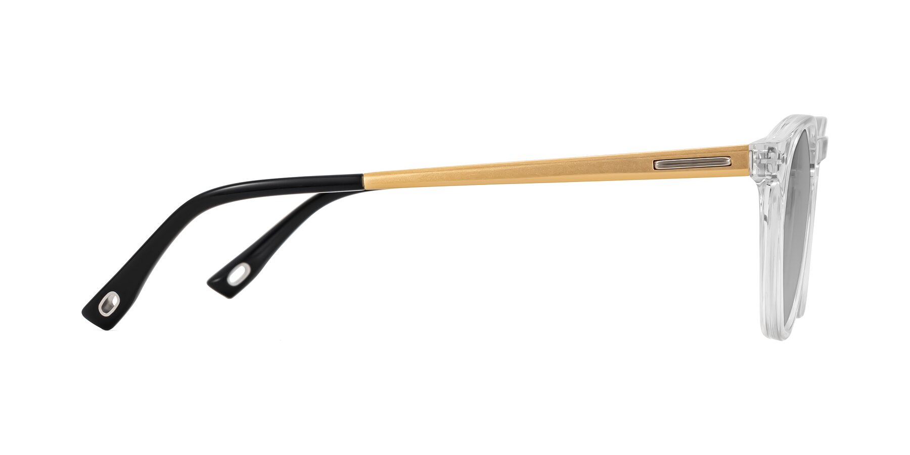 Side of Orkid in Clear/Gold with Light Gray Tinted Lenses