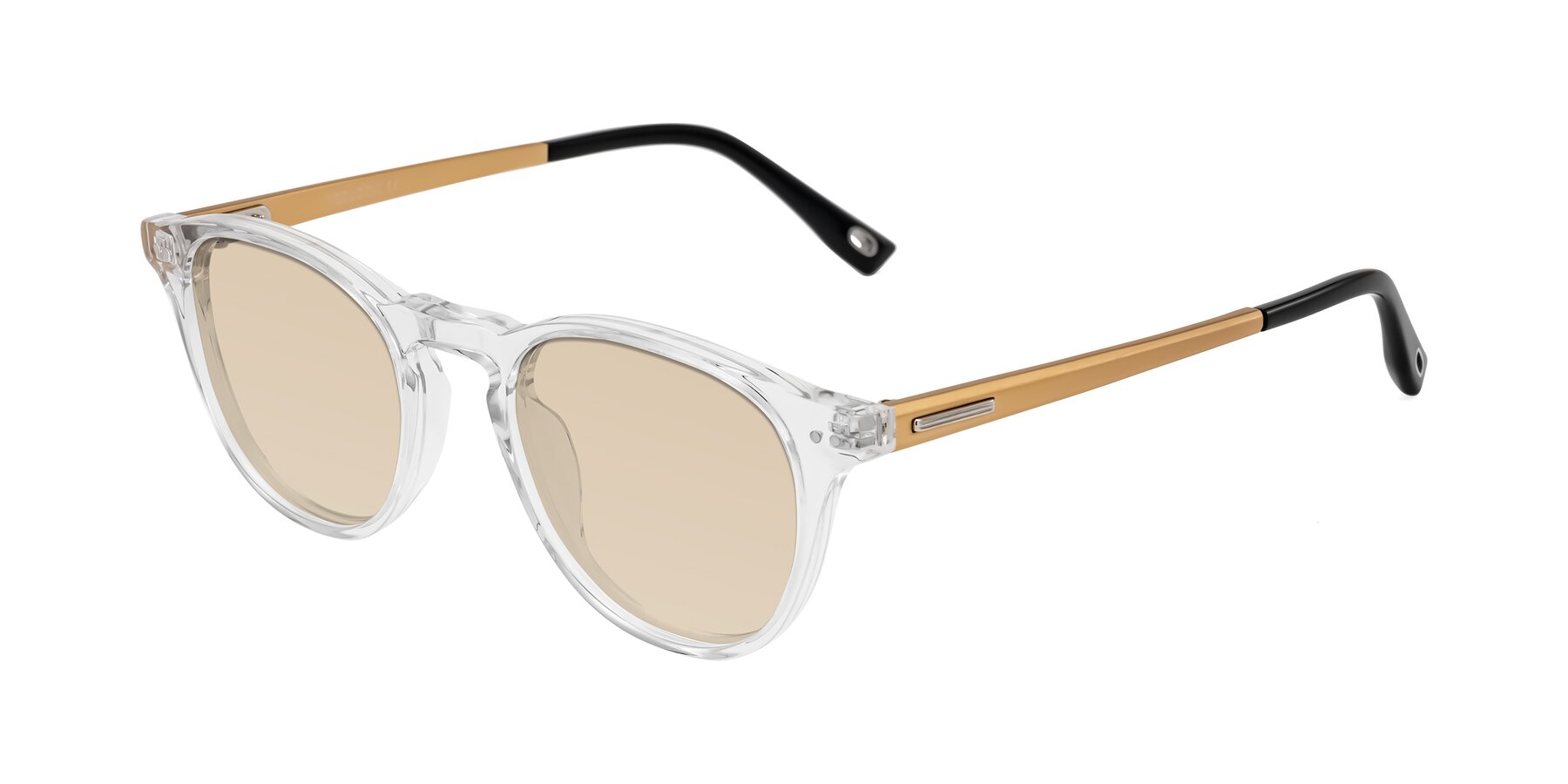 Angle of Orkid in Clear/Gold with Light Brown Tinted Lenses