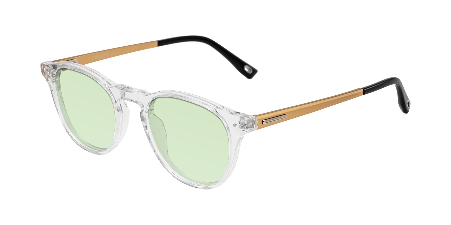 Angle of Orkid in Clear/Gold with Light Green Tinted Lenses
