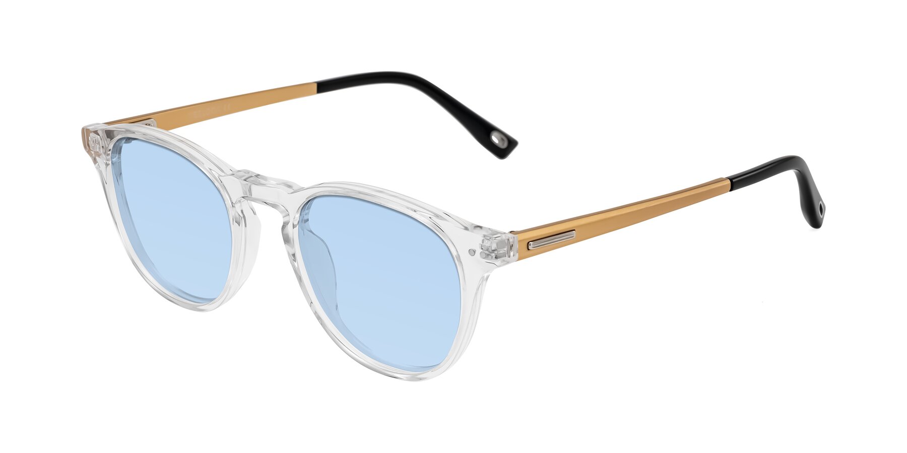 Angle of Orkid in Clear/Gold with Light Blue Tinted Lenses