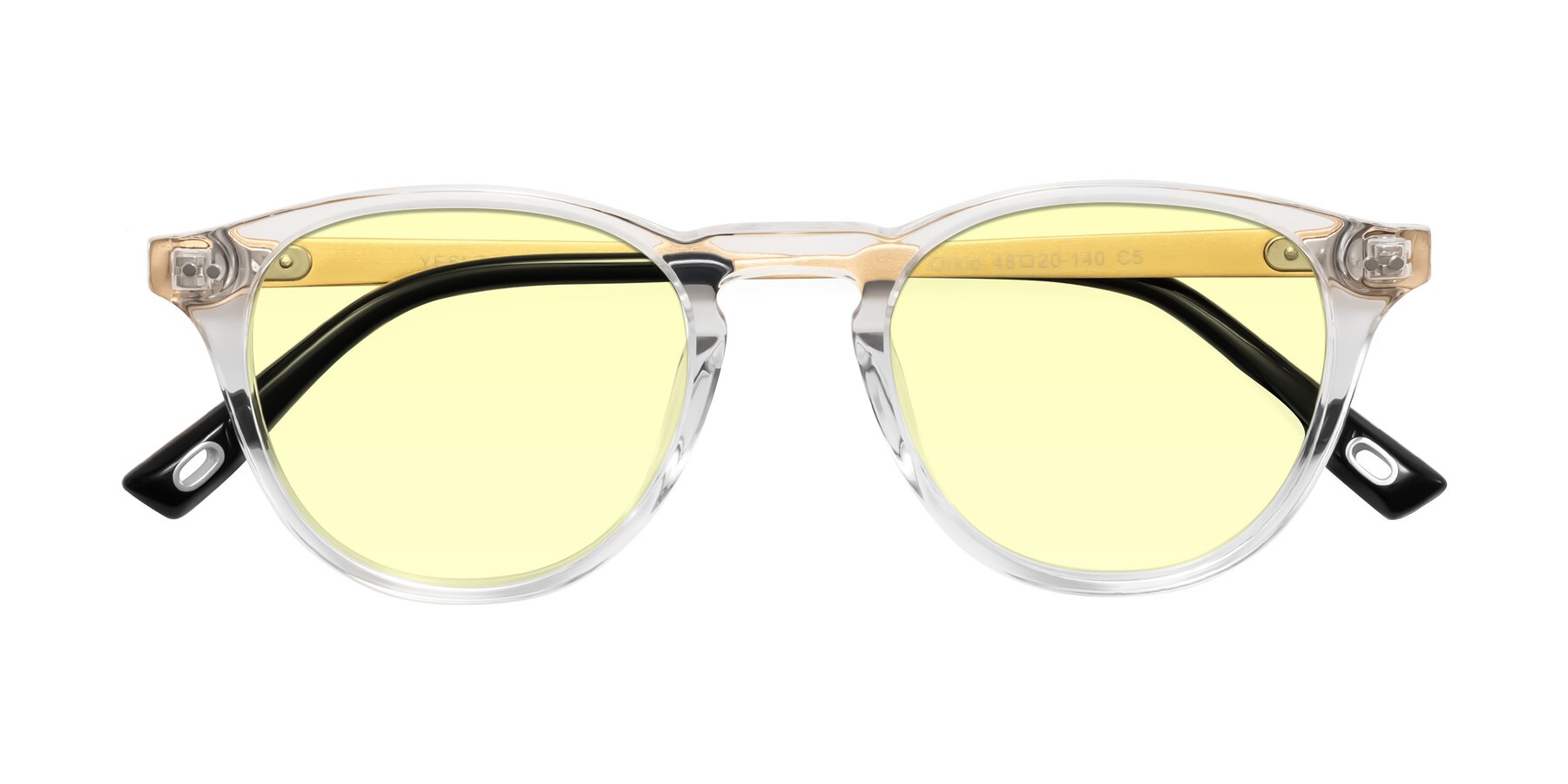 Folded Front of Orkid in Clear/Gold with Light Yellow Tinted Lenses