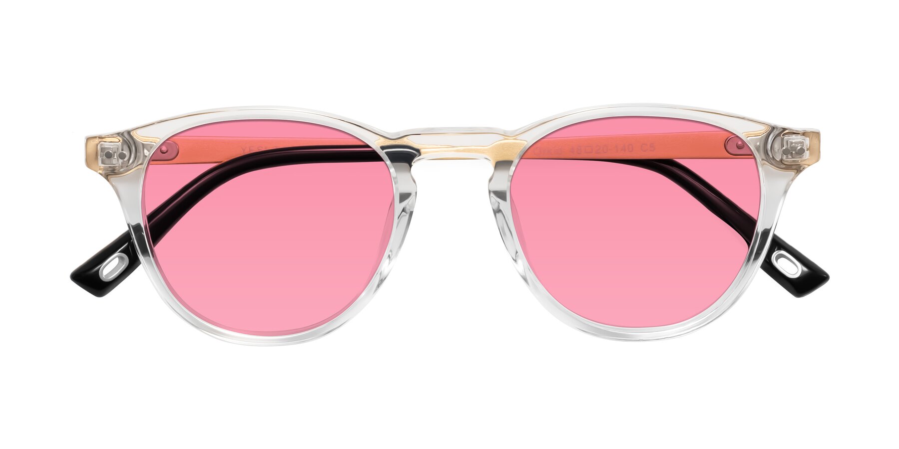 Folded Front of Orkid in Clear/Gold with Pink Tinted Lenses