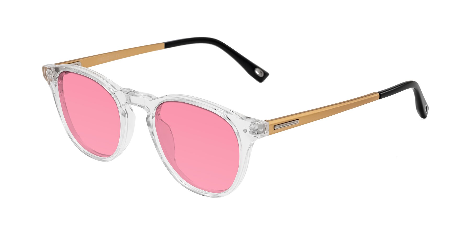 Angle of Orkid in Clear/Gold with Pink Tinted Lenses