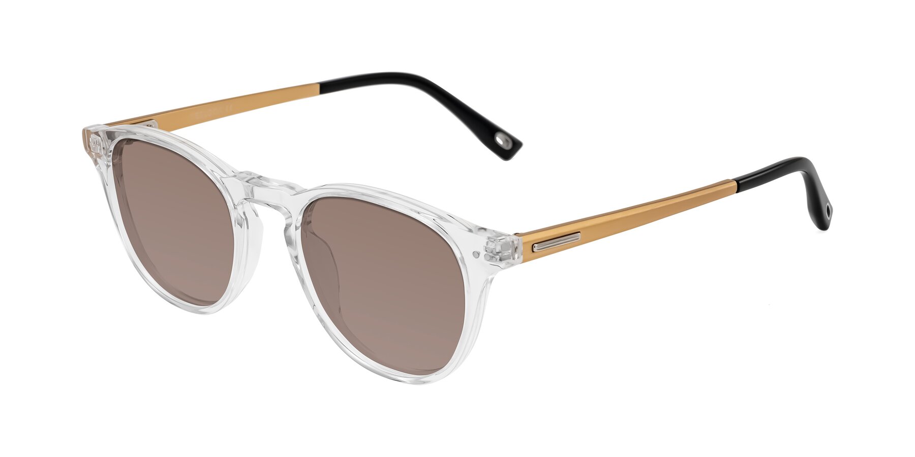 Angle of Orkid in Clear/Gold with Medium Brown Tinted Lenses