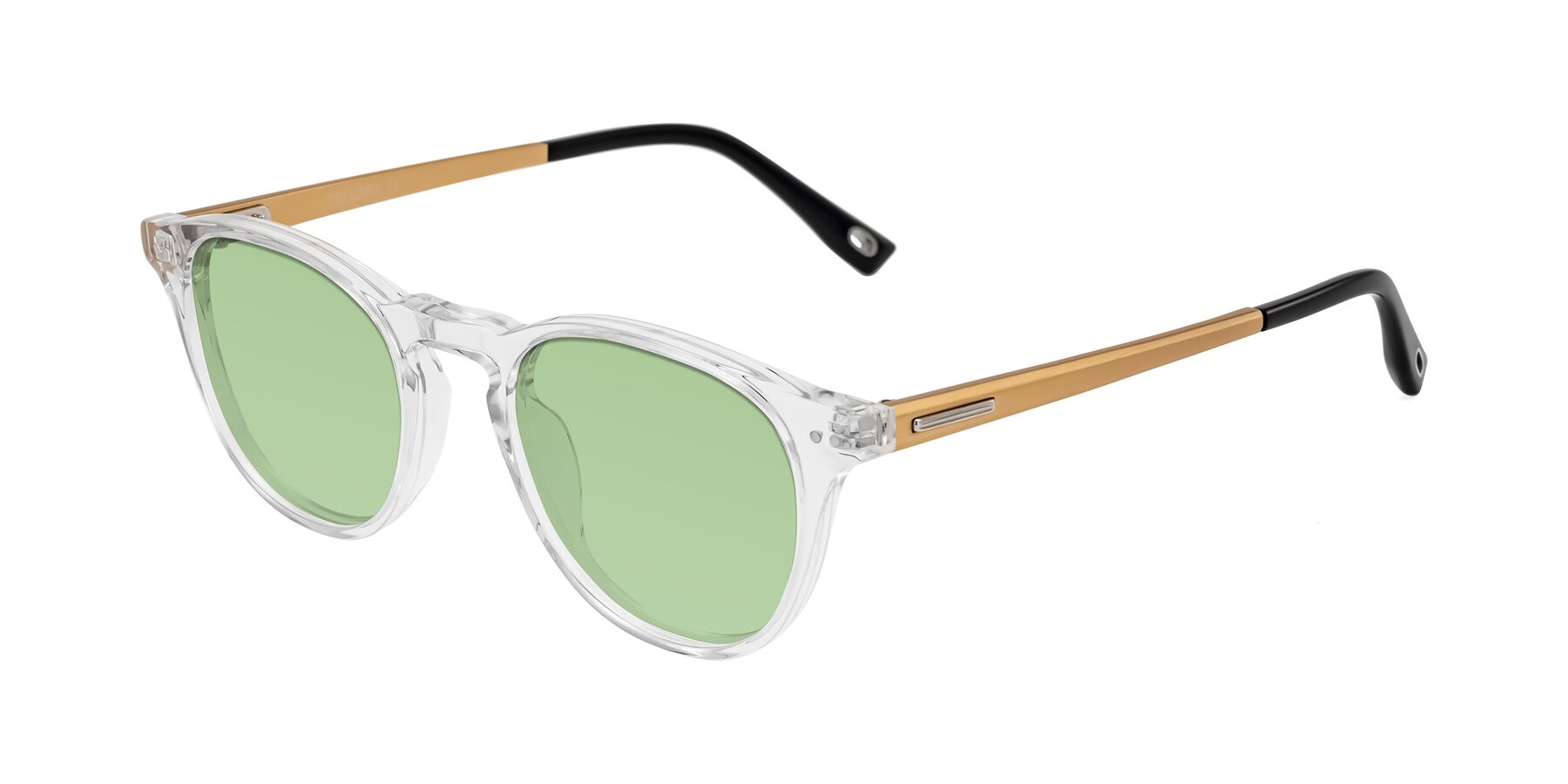 Angle of Orkid in Clear/Gold with Medium Green Tinted Lenses