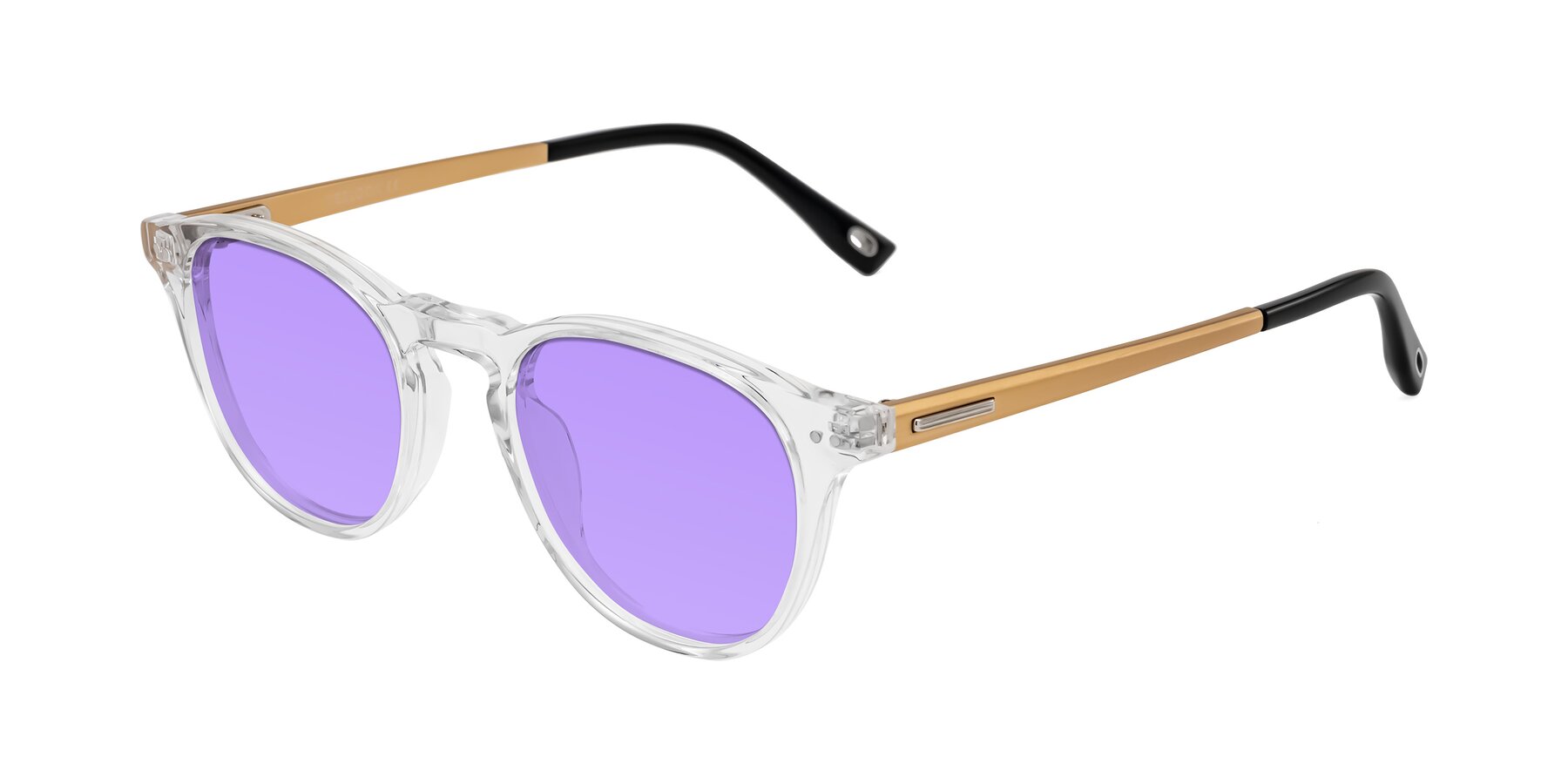 Angle of Orkid in Clear/Gold with Medium Purple Tinted Lenses
