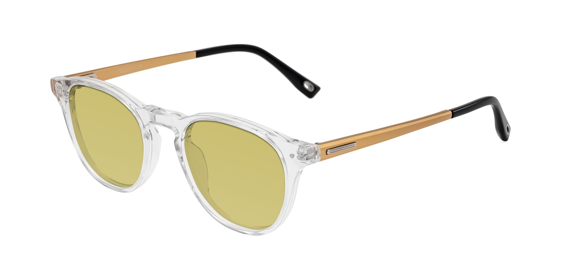 Angle of Orkid in Clear/Gold with Medium Champagne Tinted Lenses