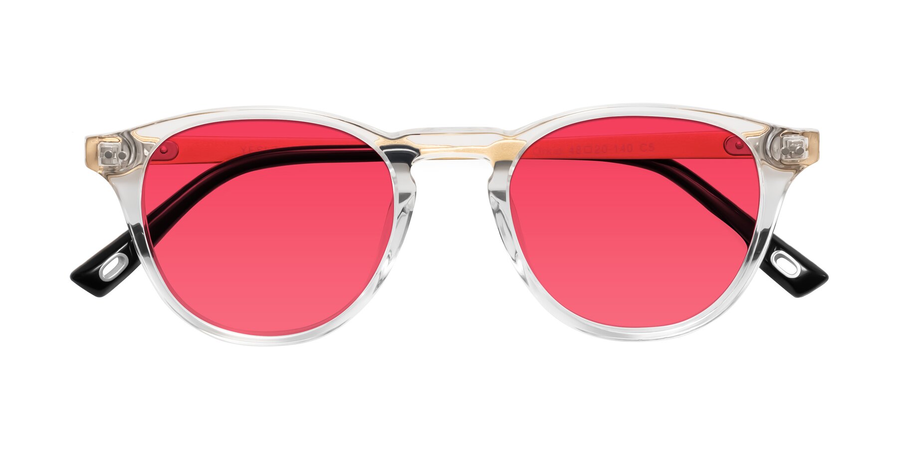 Folded Front of Orkid in Clear/Gold with Red Tinted Lenses