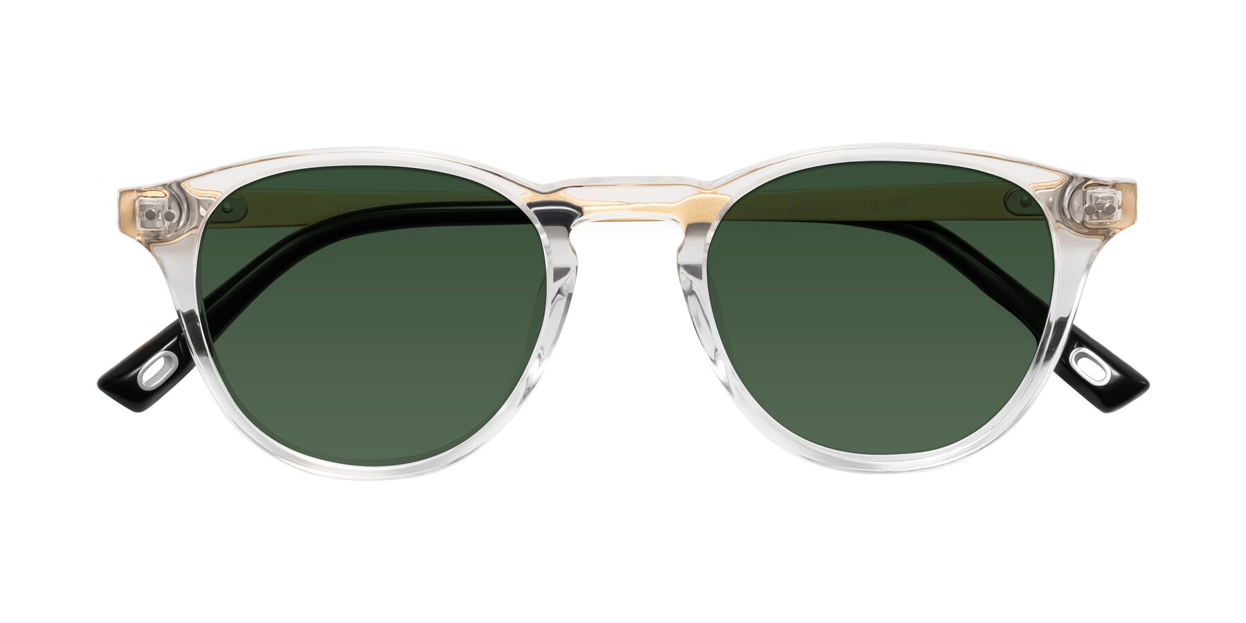 Folded Front of Orkid in Clear/Gold with Green Tinted Lenses
