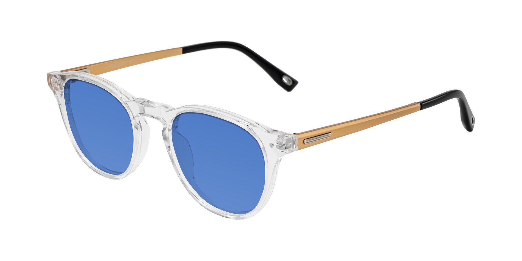 Angle of Orkid in Clear/Gold with Blue Tinted Lenses
