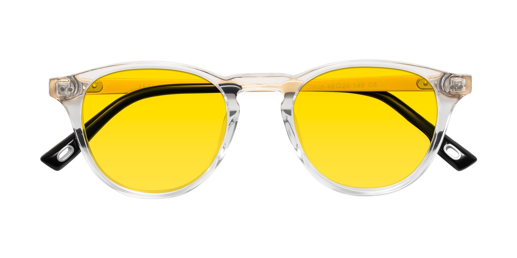 Folded Front of Orkid in Clear/Gold with Yellow Tinted Lenses