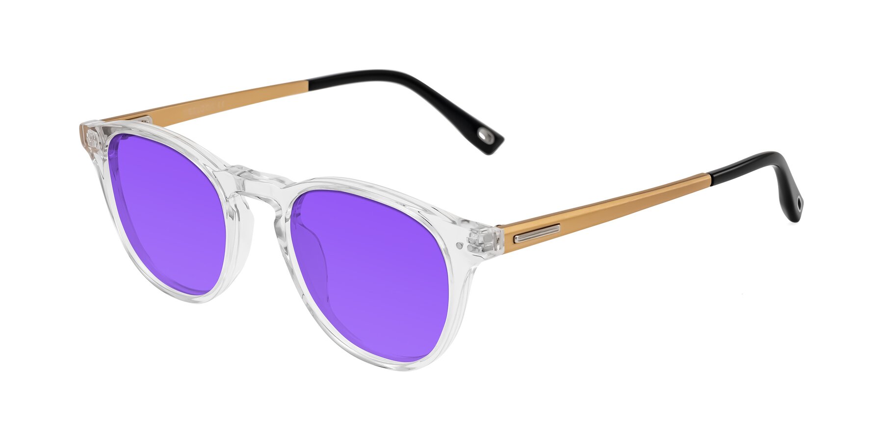 Angle of Orkid in Clear/Gold with Purple Tinted Lenses