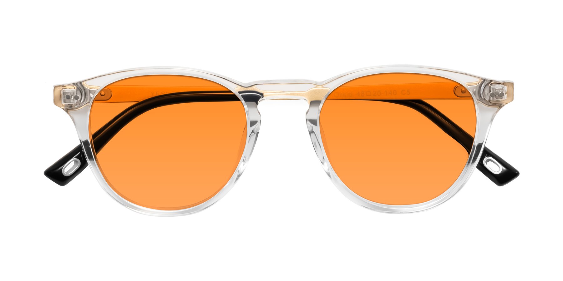 Folded Front of Orkid in Clear/Gold with Orange Tinted Lenses
