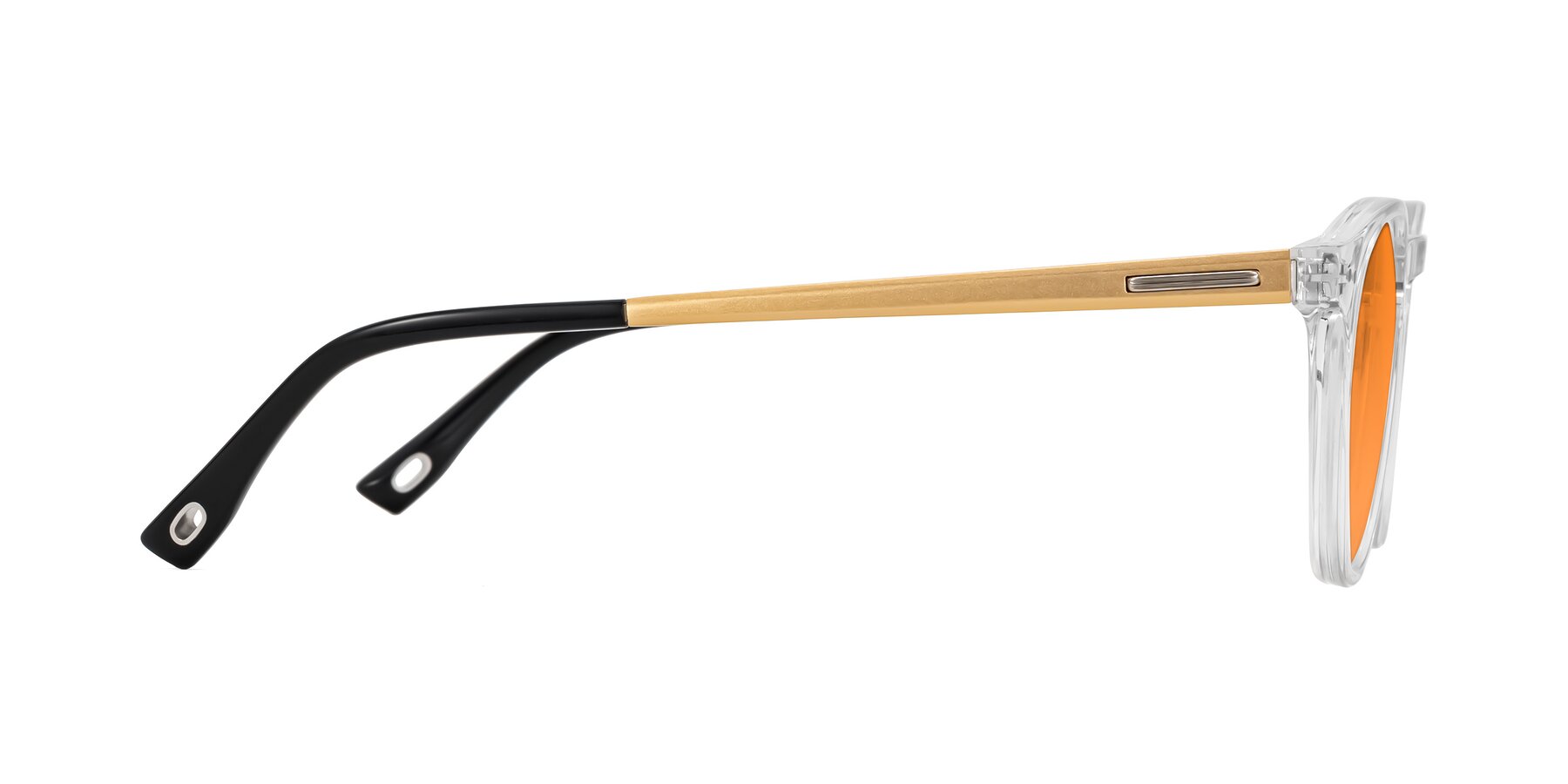 Side of Orkid in Clear/Gold with Orange Tinted Lenses