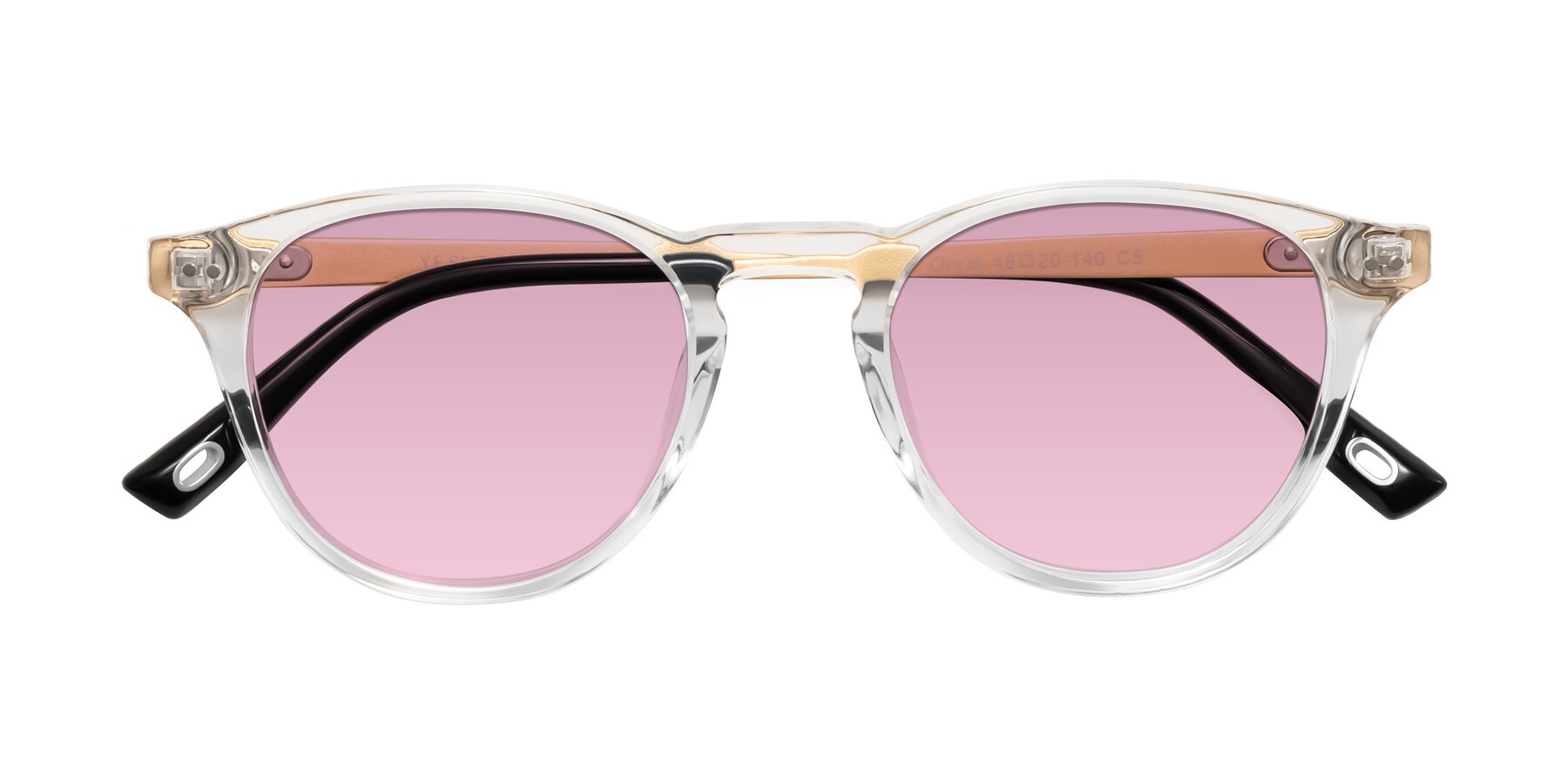 Folded Front of Orkid in Clear/Gold with Light Wine Tinted Lenses