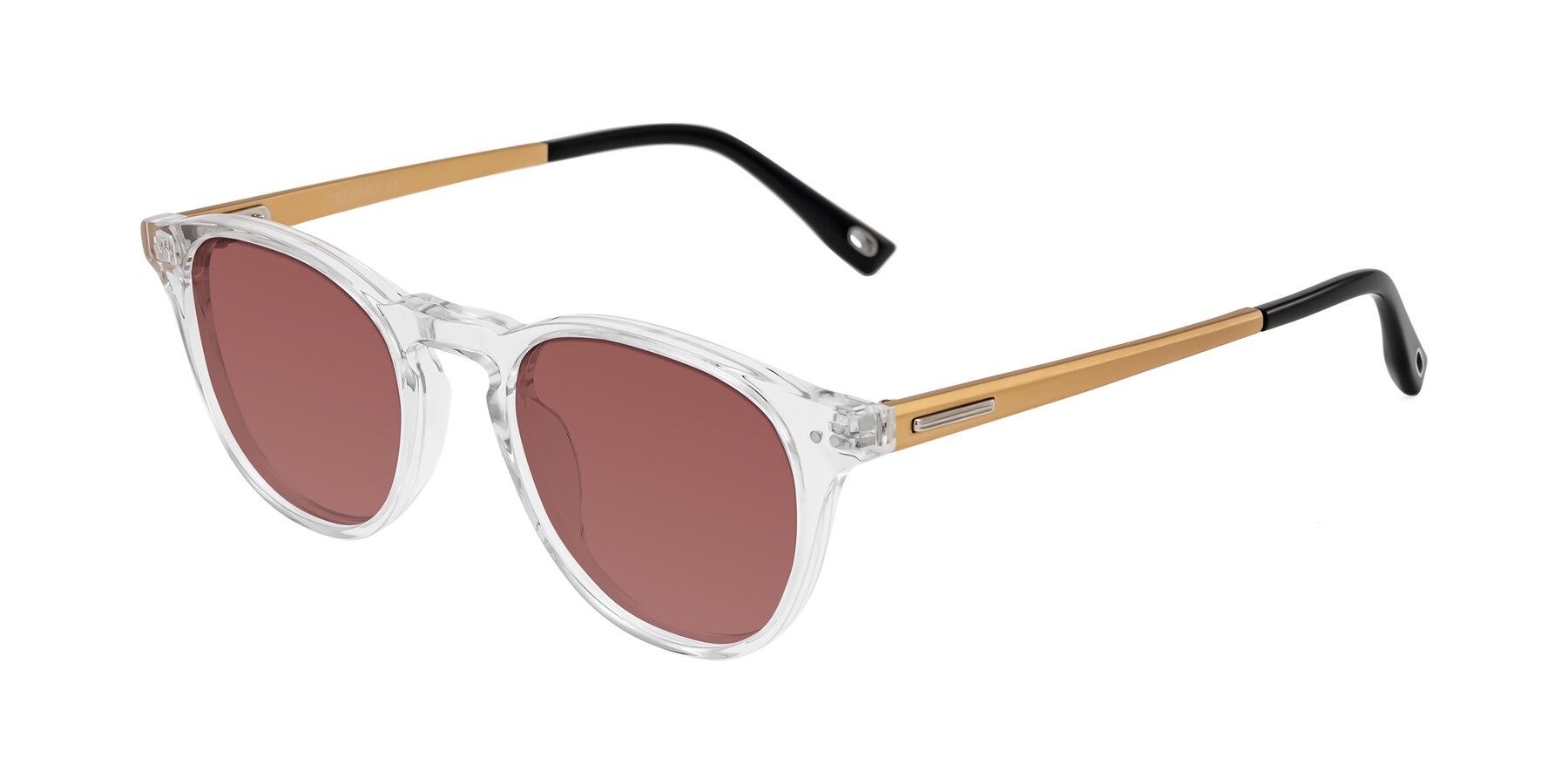 Angle of Orkid in Clear/Gold with Garnet Tinted Lenses