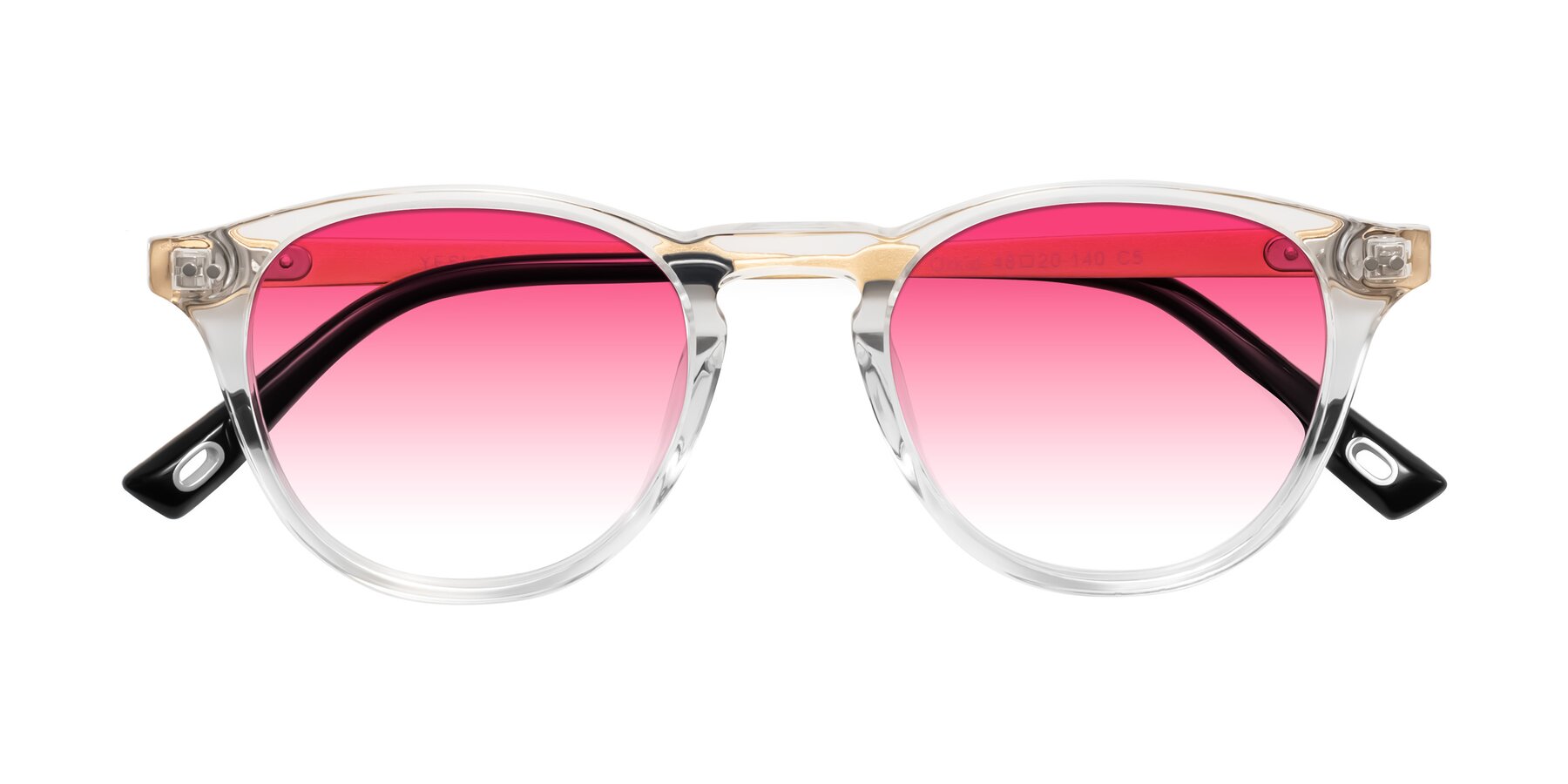 Folded Front of Orkid in Clear/Gold with Pink Gradient Lenses